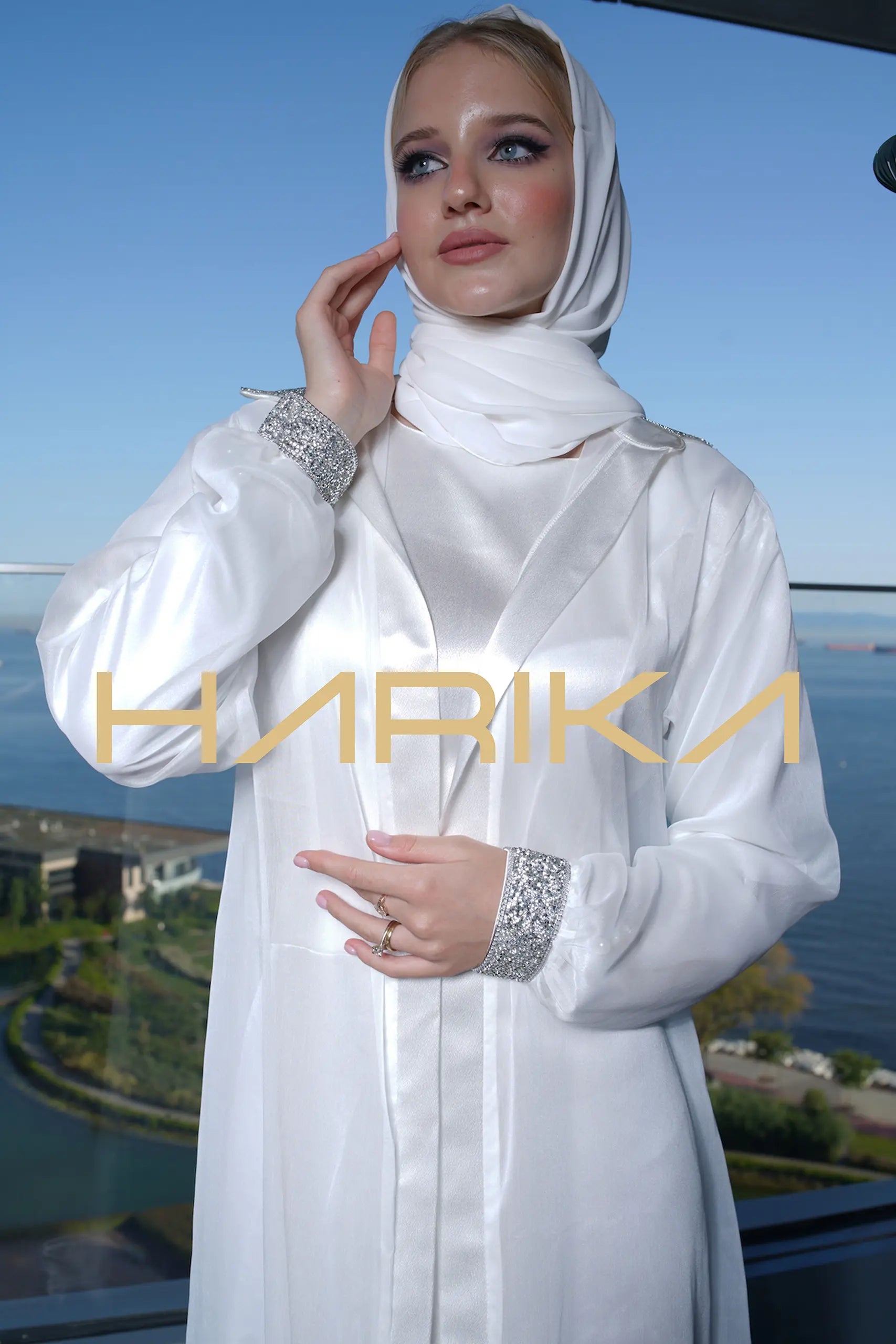 Beyaz Şifon Ferace (Elbise dahil değildir)