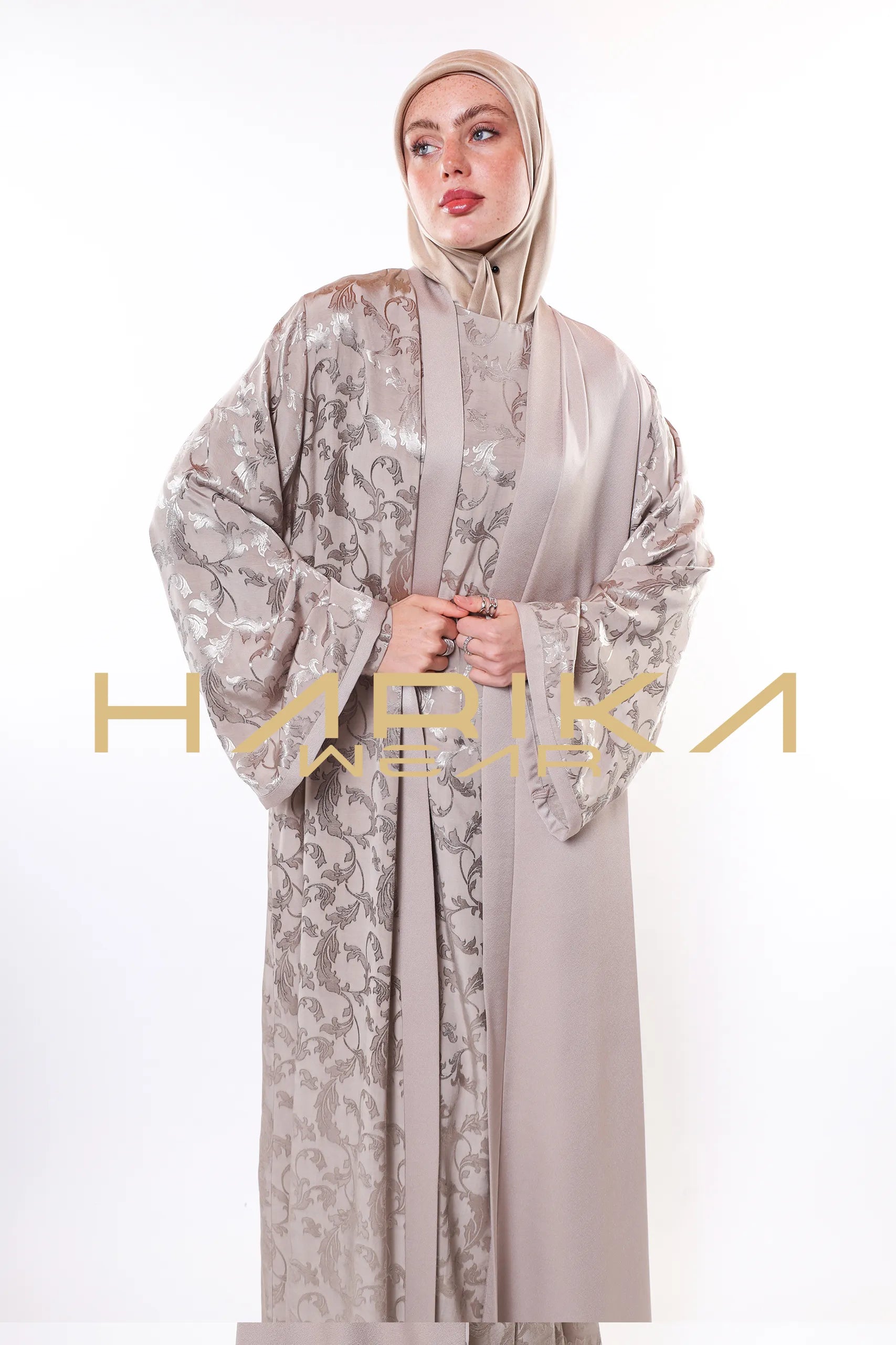 Bej Premium Jessica İpek Ferace (Sadece Ferace)