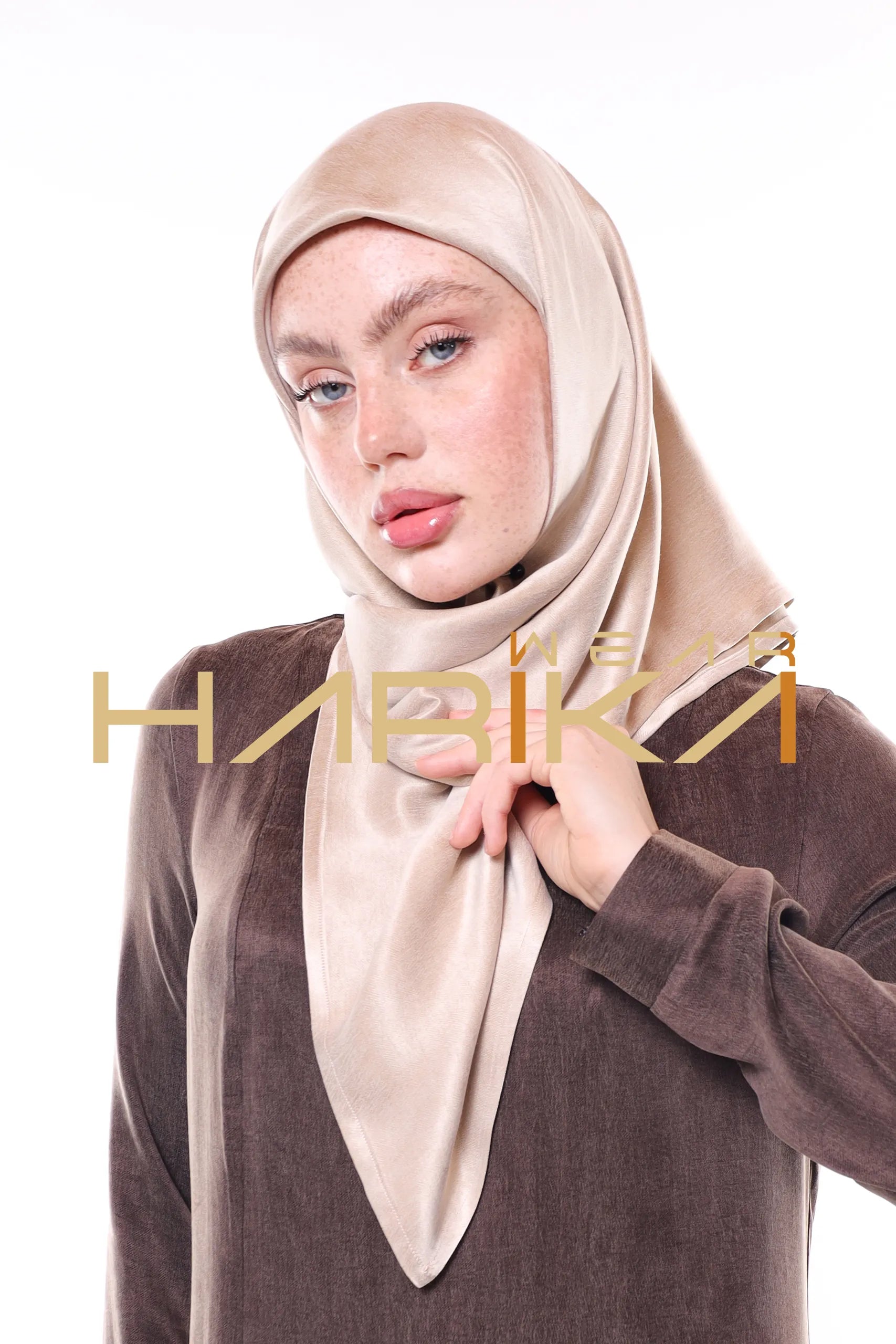 Bej kupra ipeği Eşarp