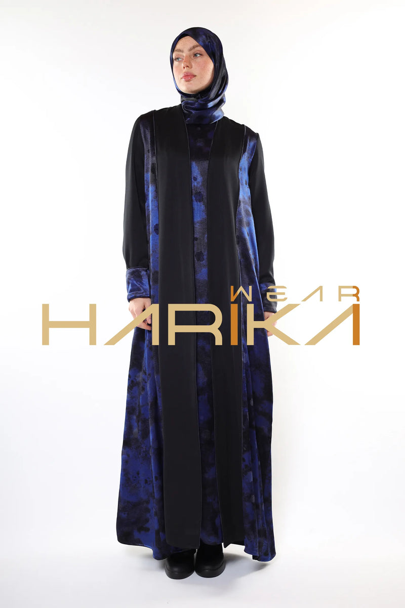 Mavi ve Siyah Modern, Şık Detaylı Lüks Ferace