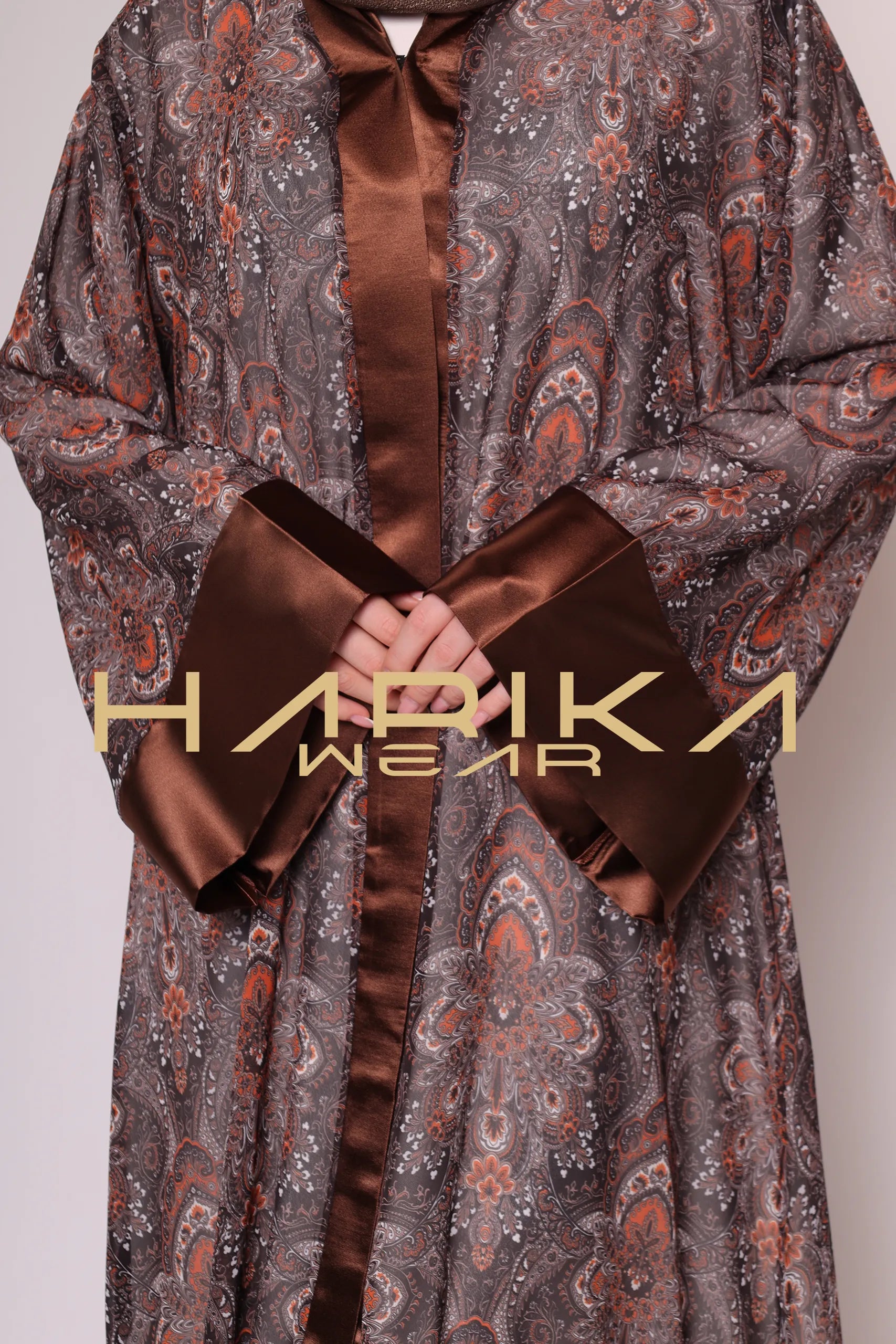 kahverengi şifon abaya