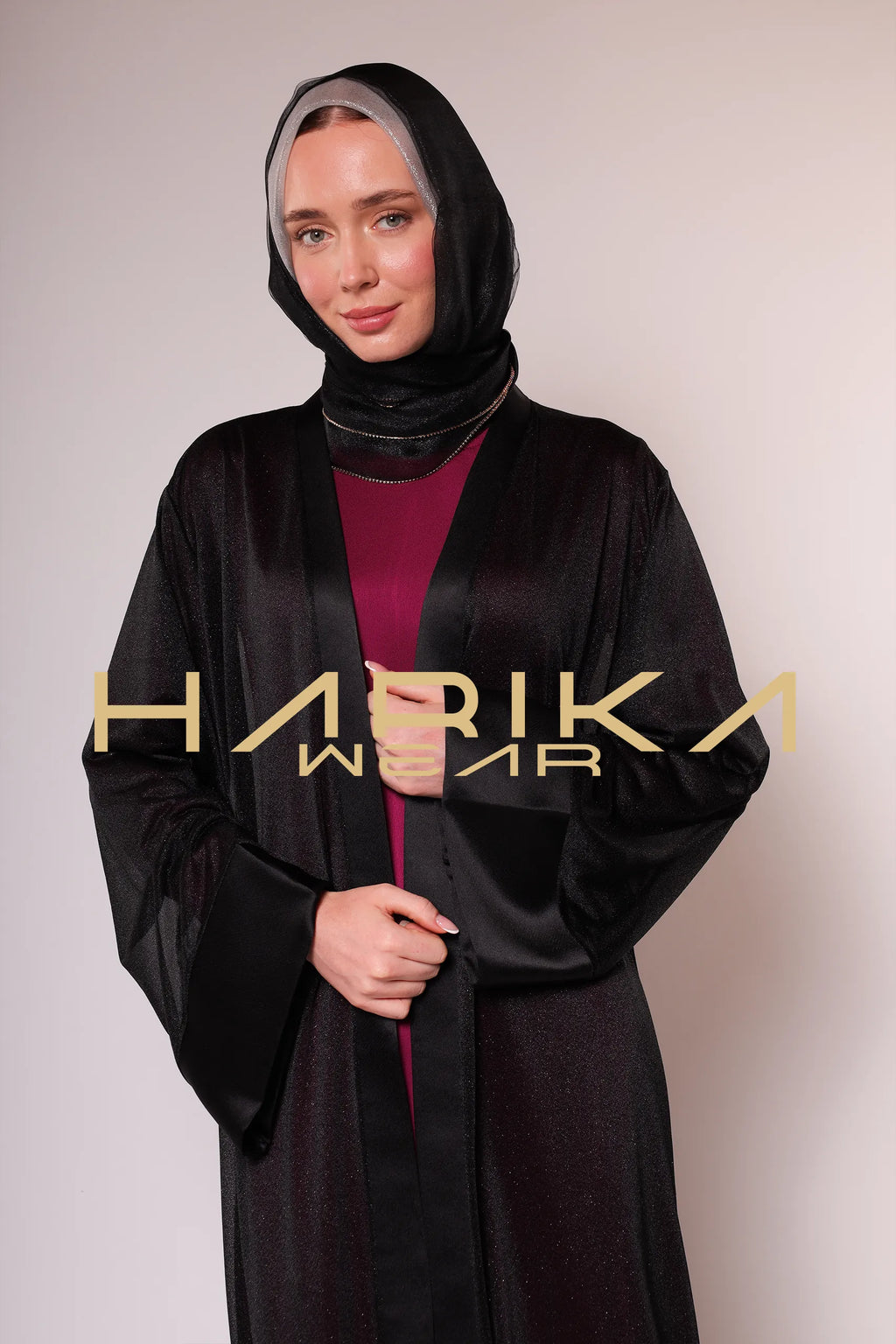 Parlak Şifon Siyah Ferace