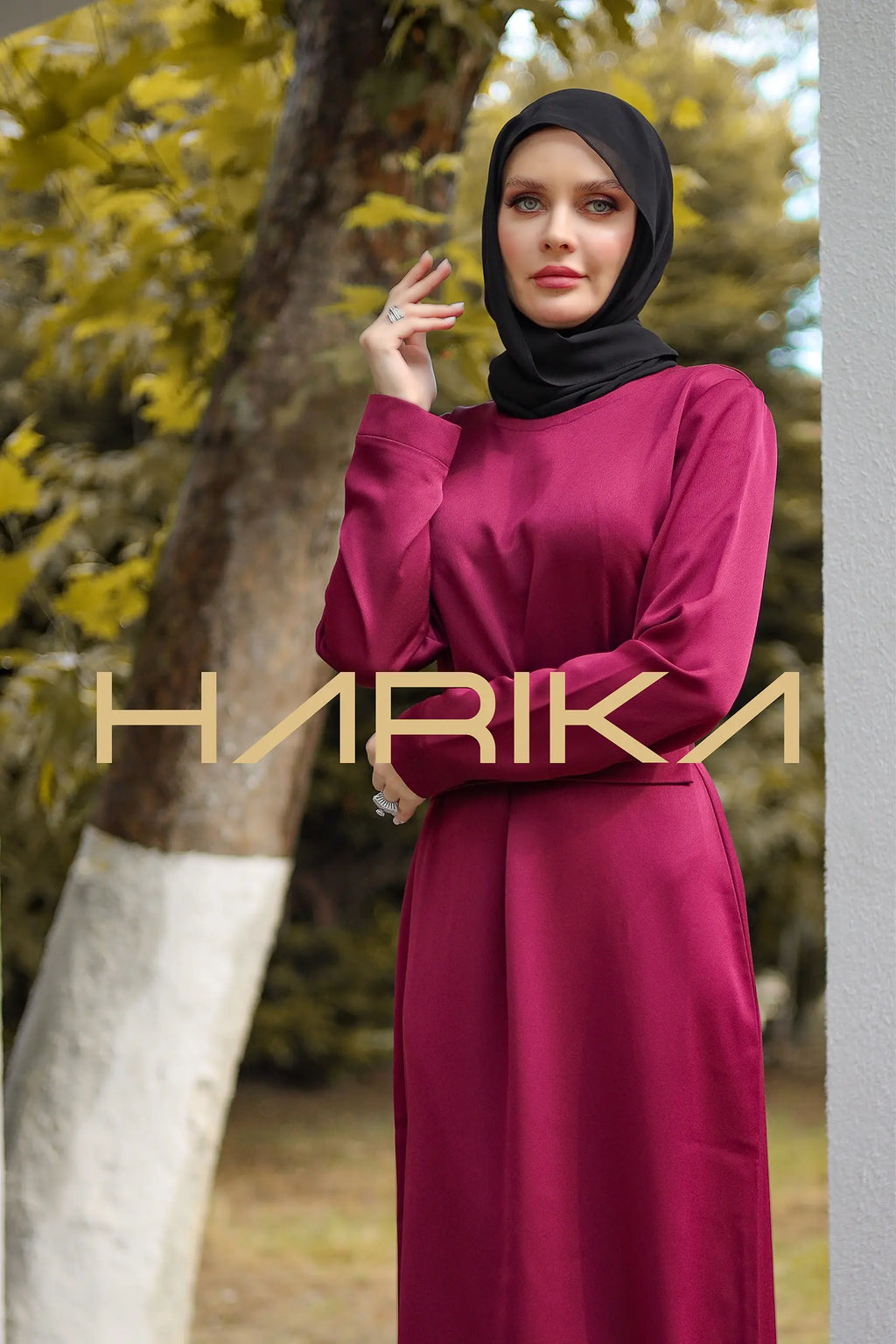 Kemerli fuşya Ipek krep elbise - "Pratik şıklık"