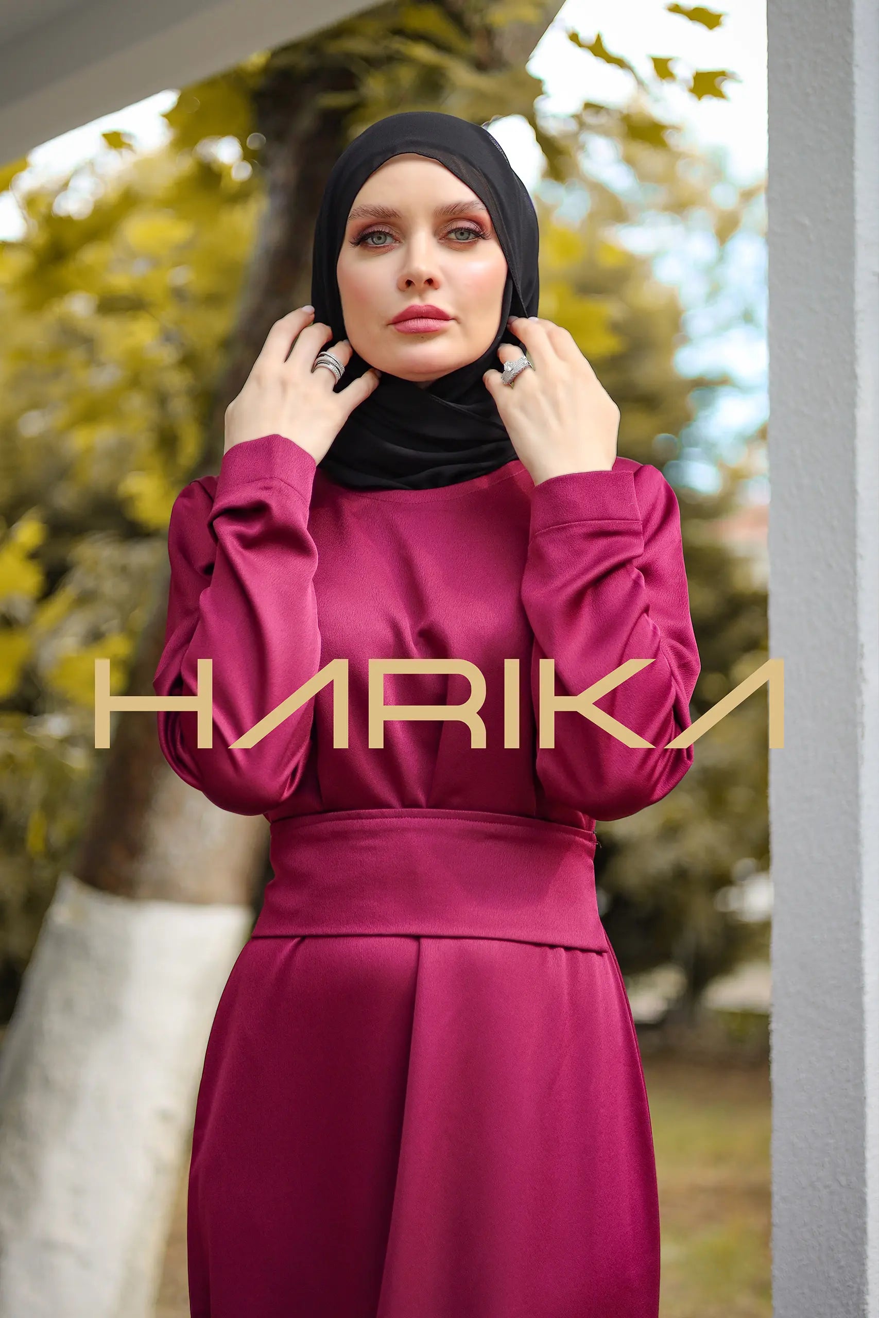 Kemerli fuşya Ipek krep elbise - "Pratik şıklık"