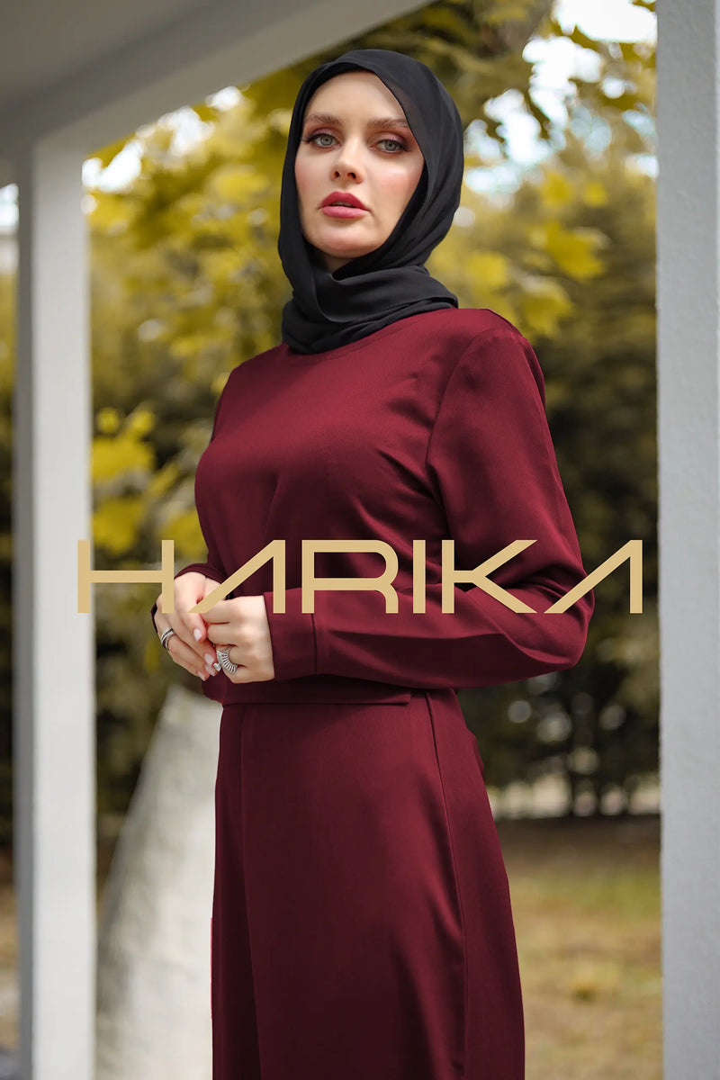 Kemerli Pordo ipek krep elbise - "Pratik şıklık"