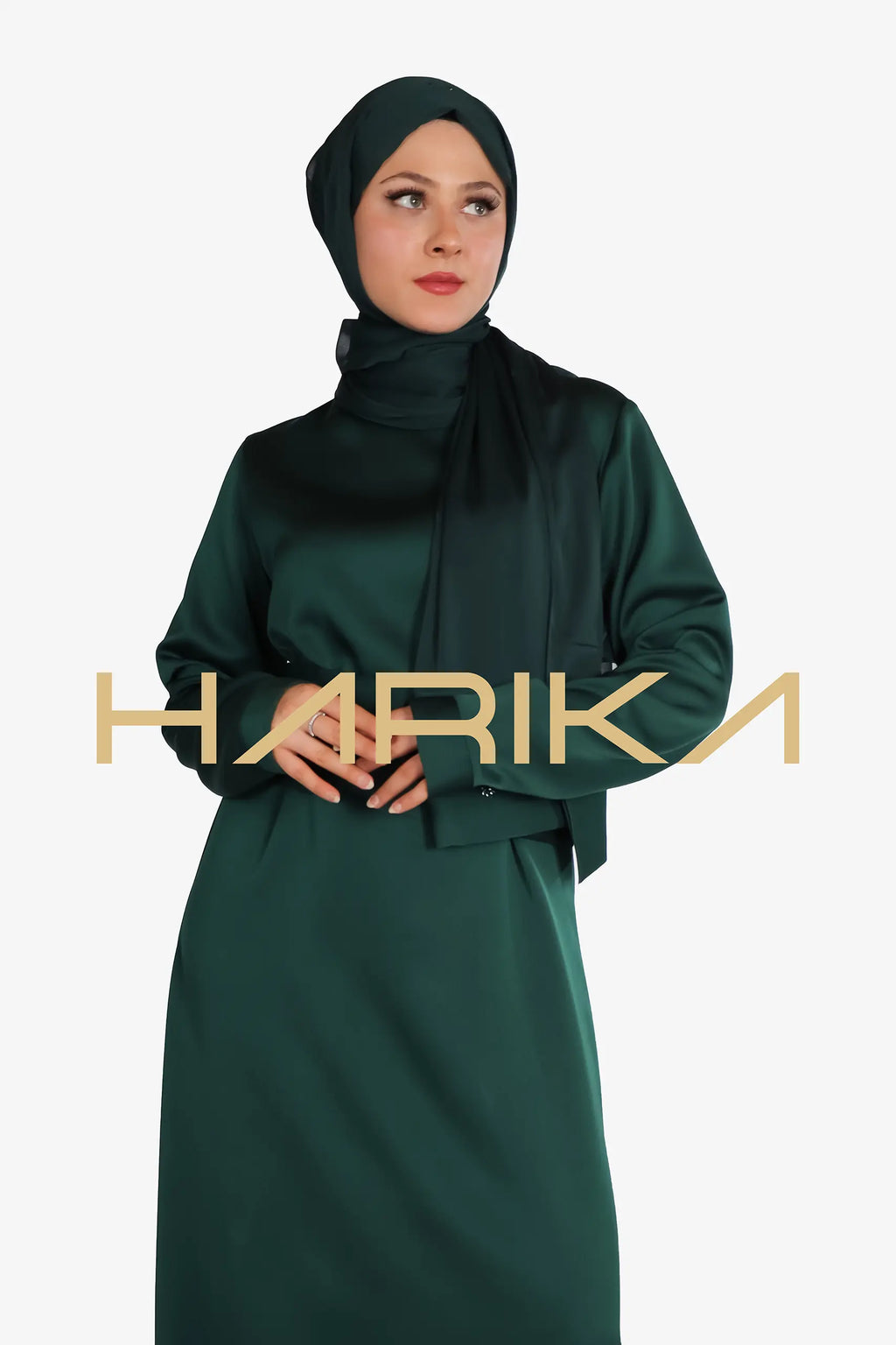 Kemerli Yeşil ipek krep elbise - "Pratik şıklık"