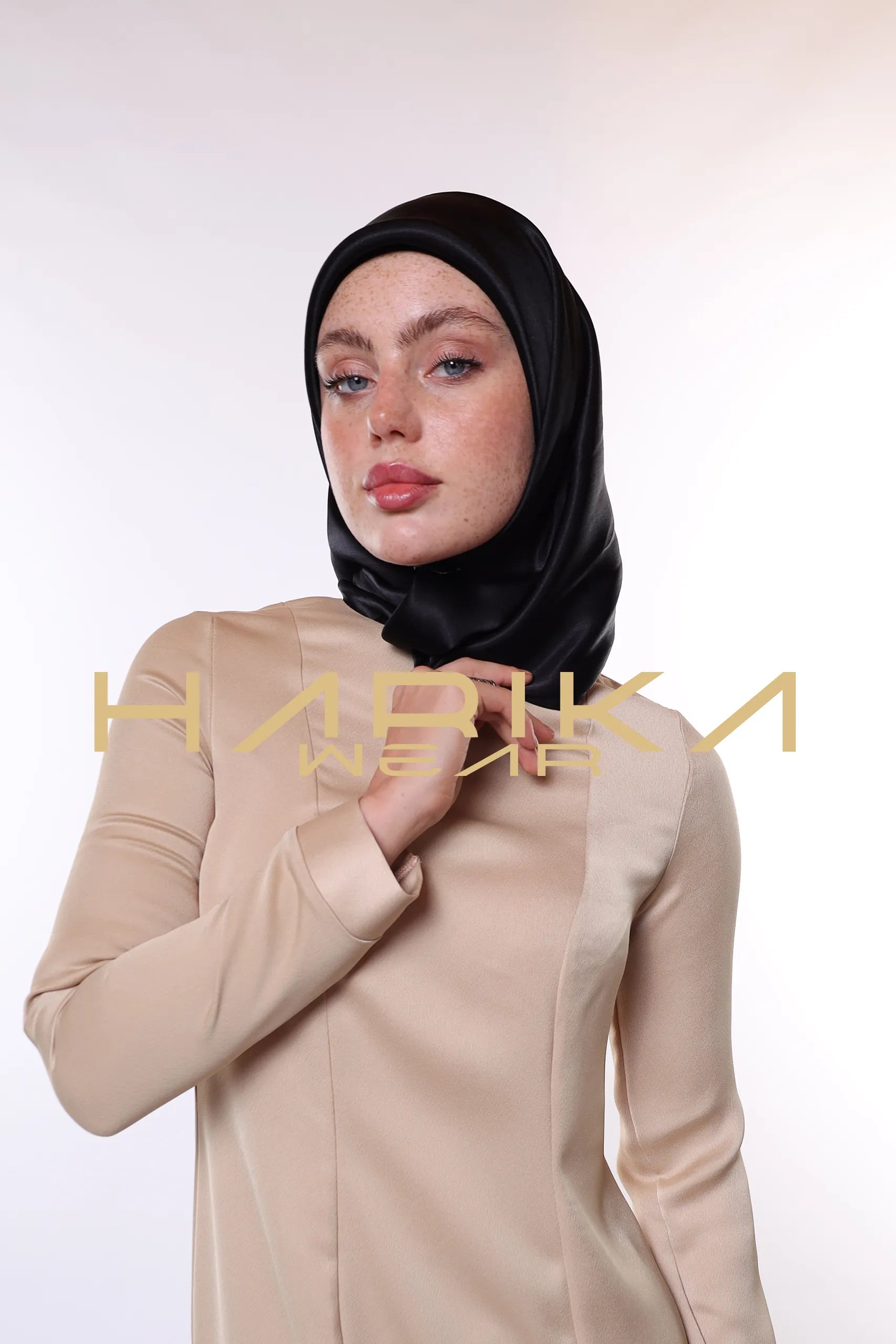 SİYAH İpek Akşam Yıldızı Eşarp