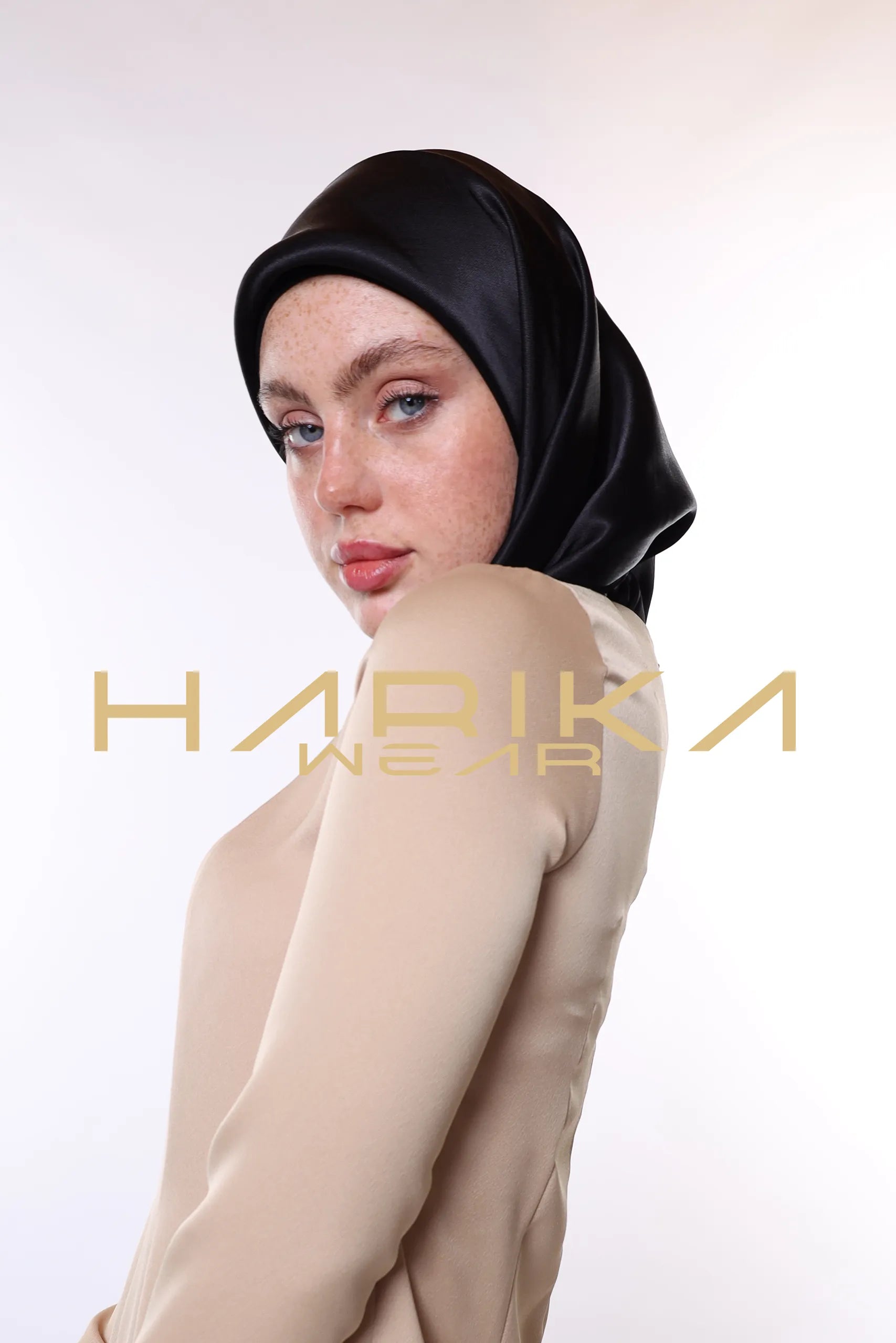 SİYAH İpek Akşam Yıldızı Eşarp