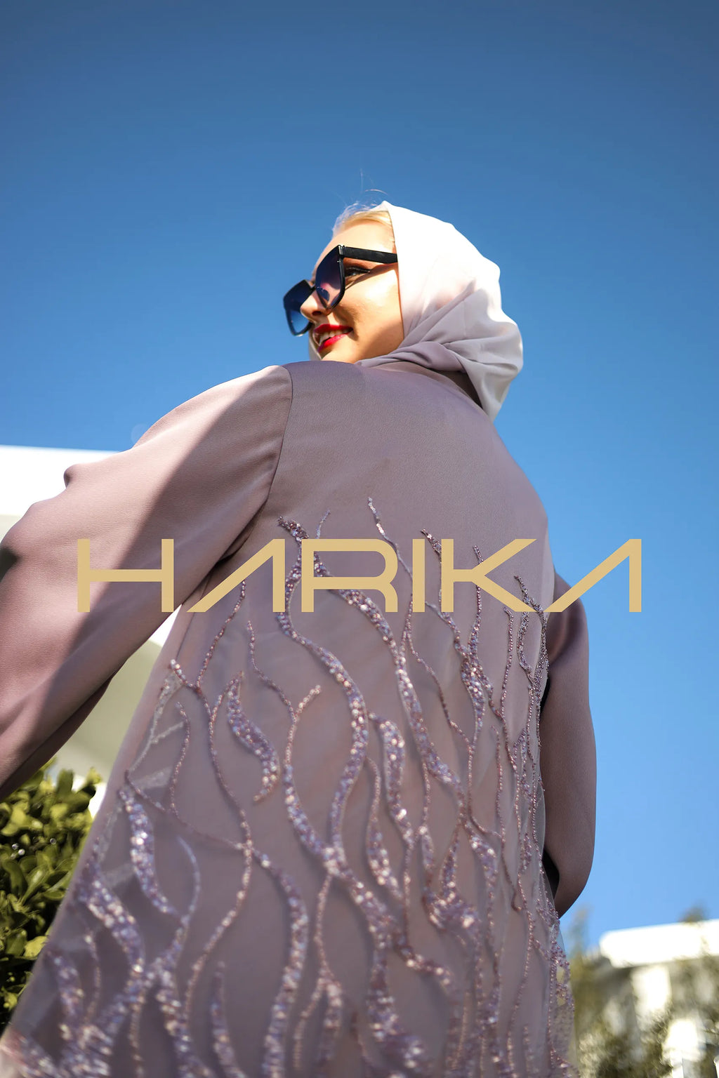 açık Pembe işlemeli ferace