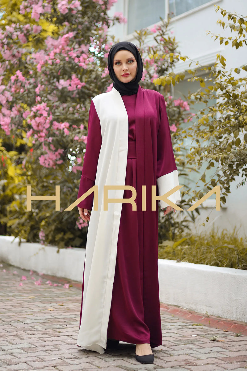 Beyaz ve Fuşya iki Renkli ferace