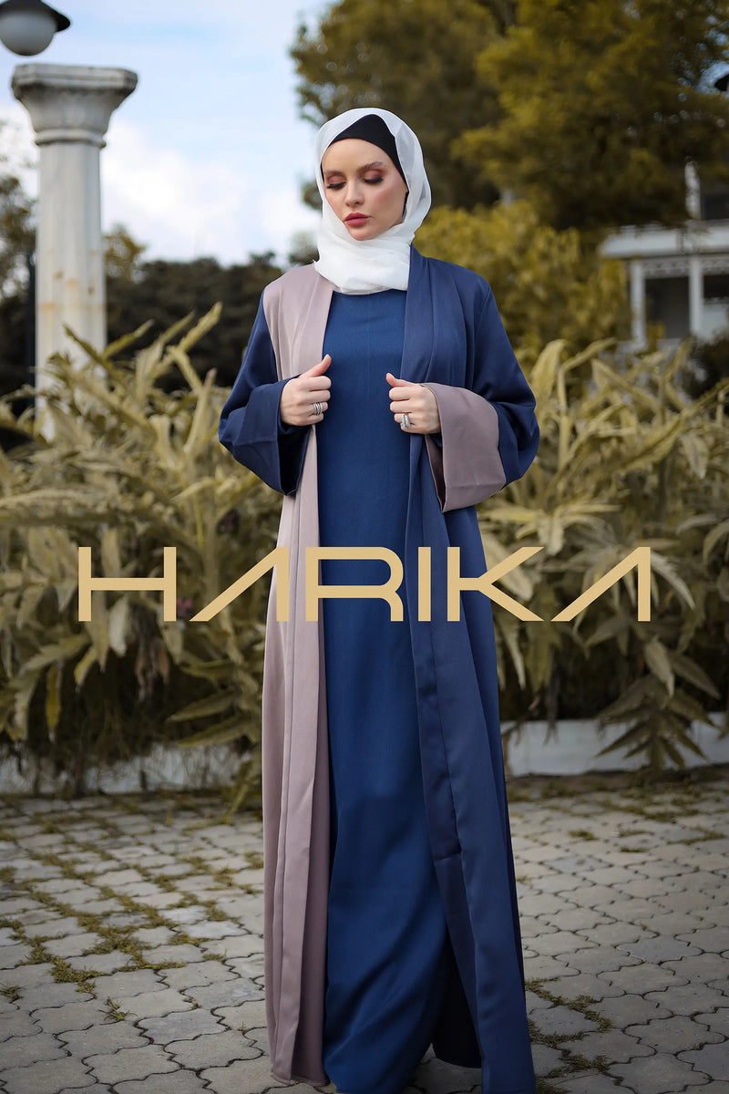 lacivert ve şoko iki Renkli ferace