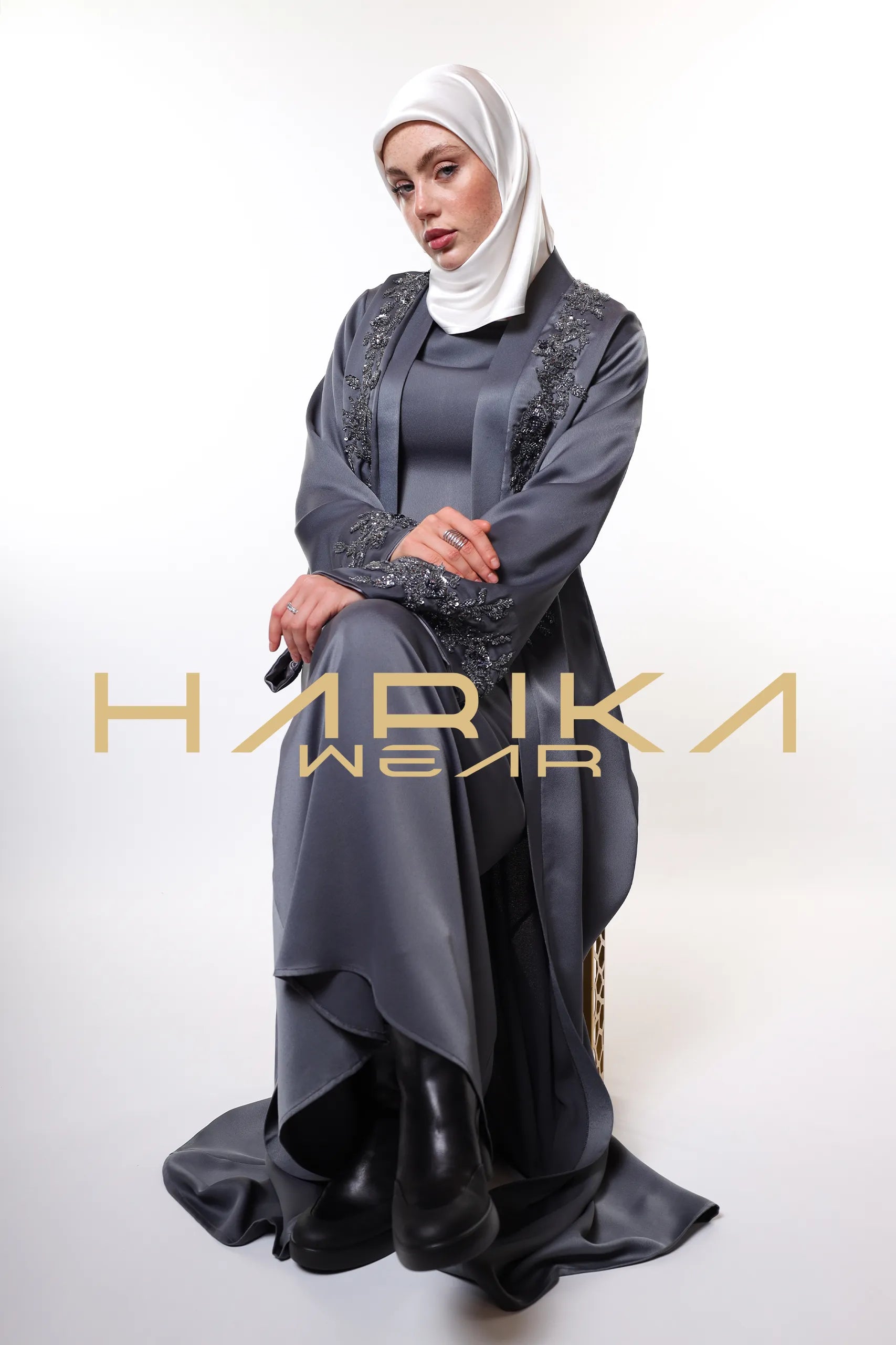 Ay ışığı - özel gri abaya