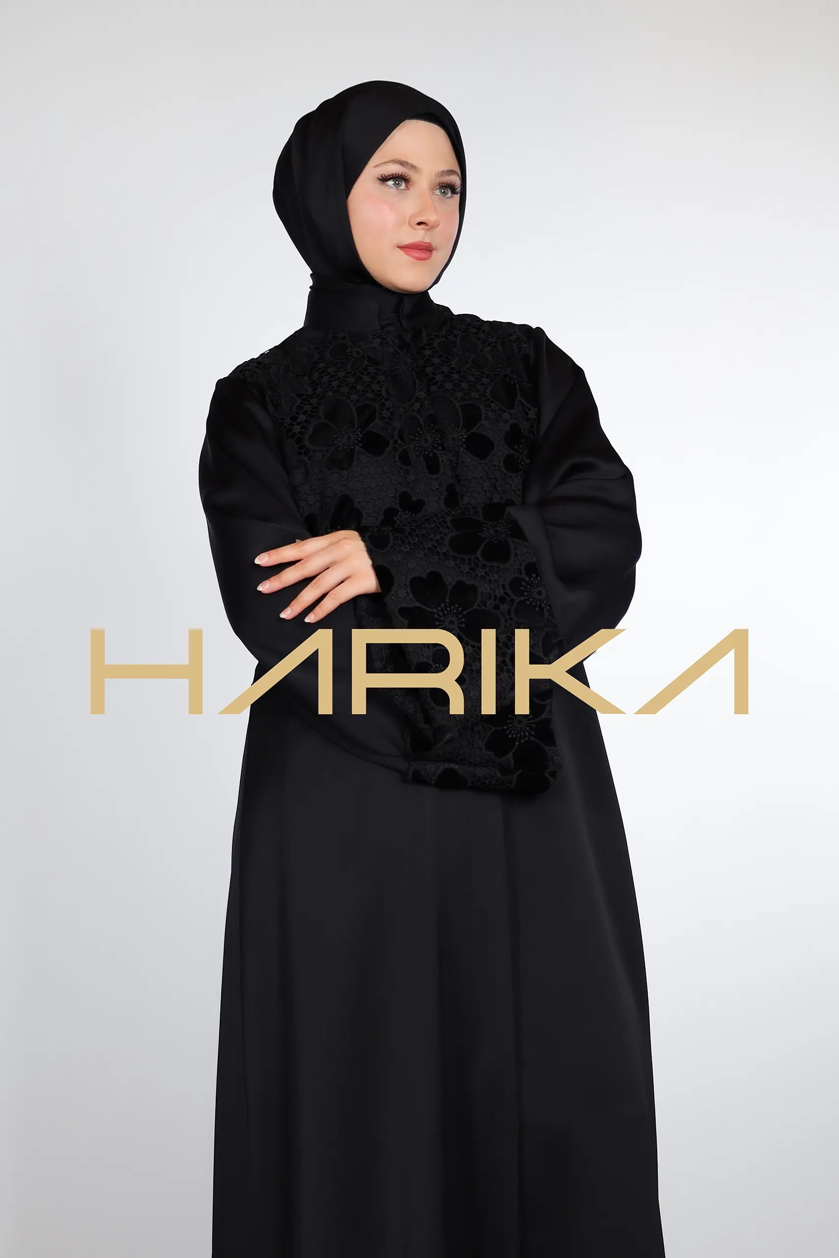 Black Rose Velvet Abaya