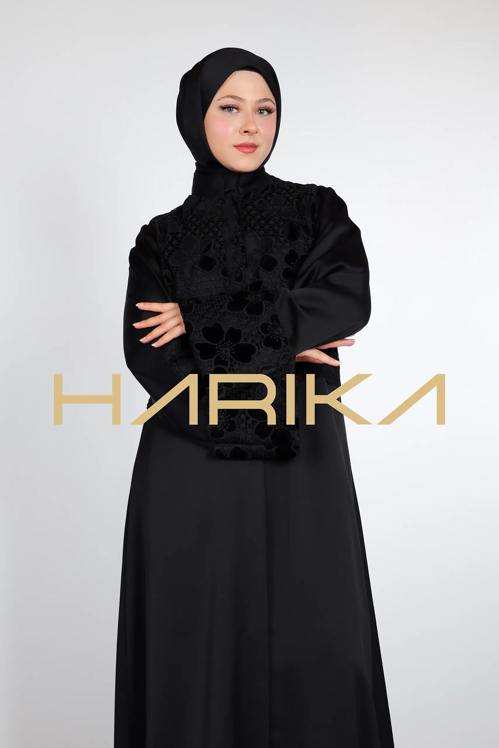 Black Rose Velvet Abaya