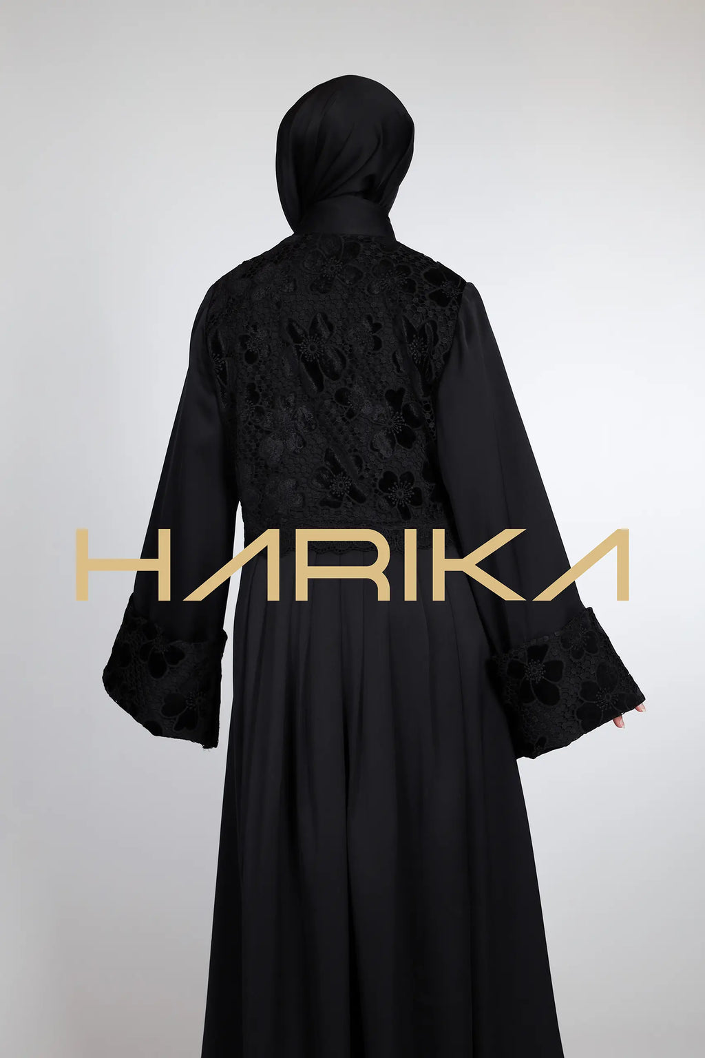 Black Rose Velvet Abaya