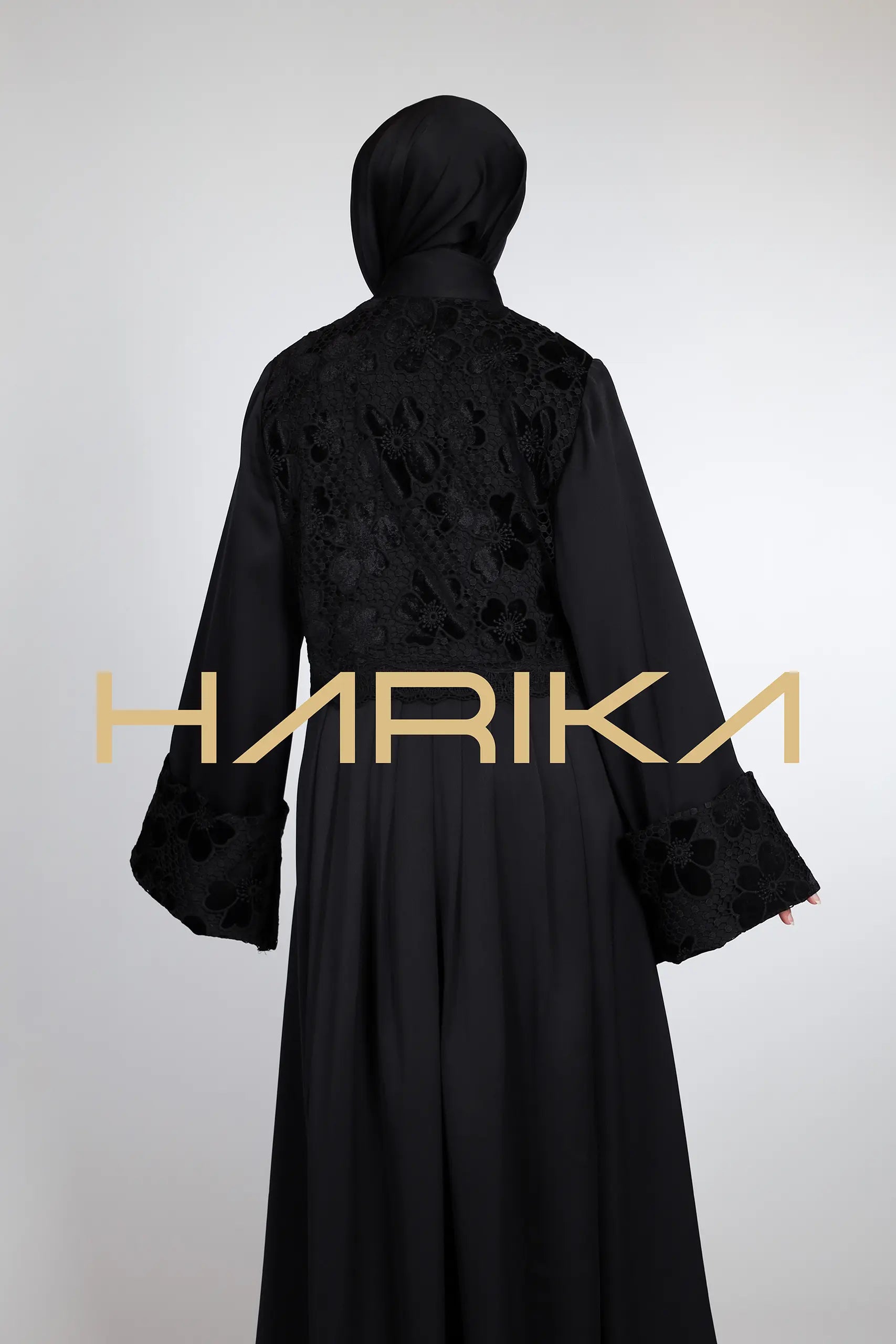 Black Rose Velvet Abaya
