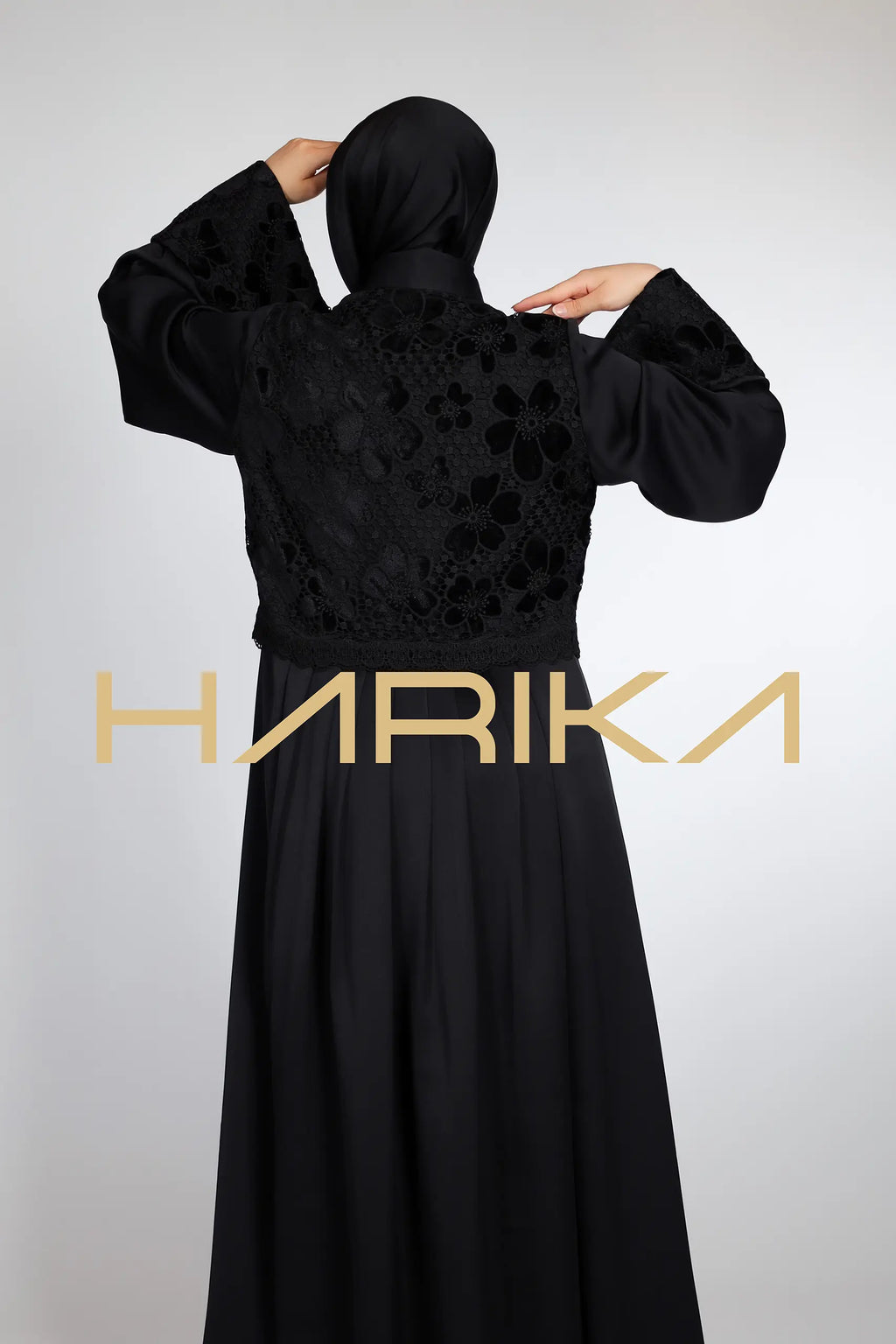 Black Rose Velvet Abaya