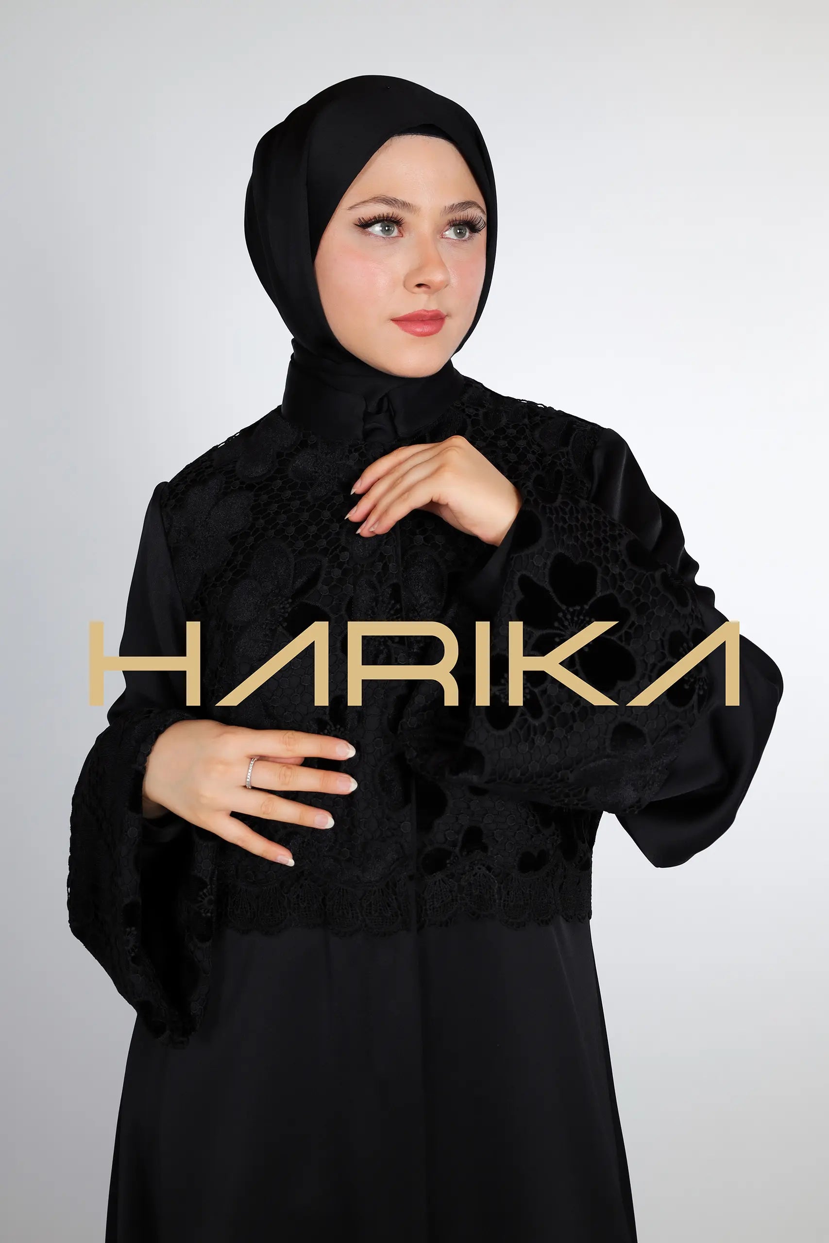 Black Rose Velvet Abaya