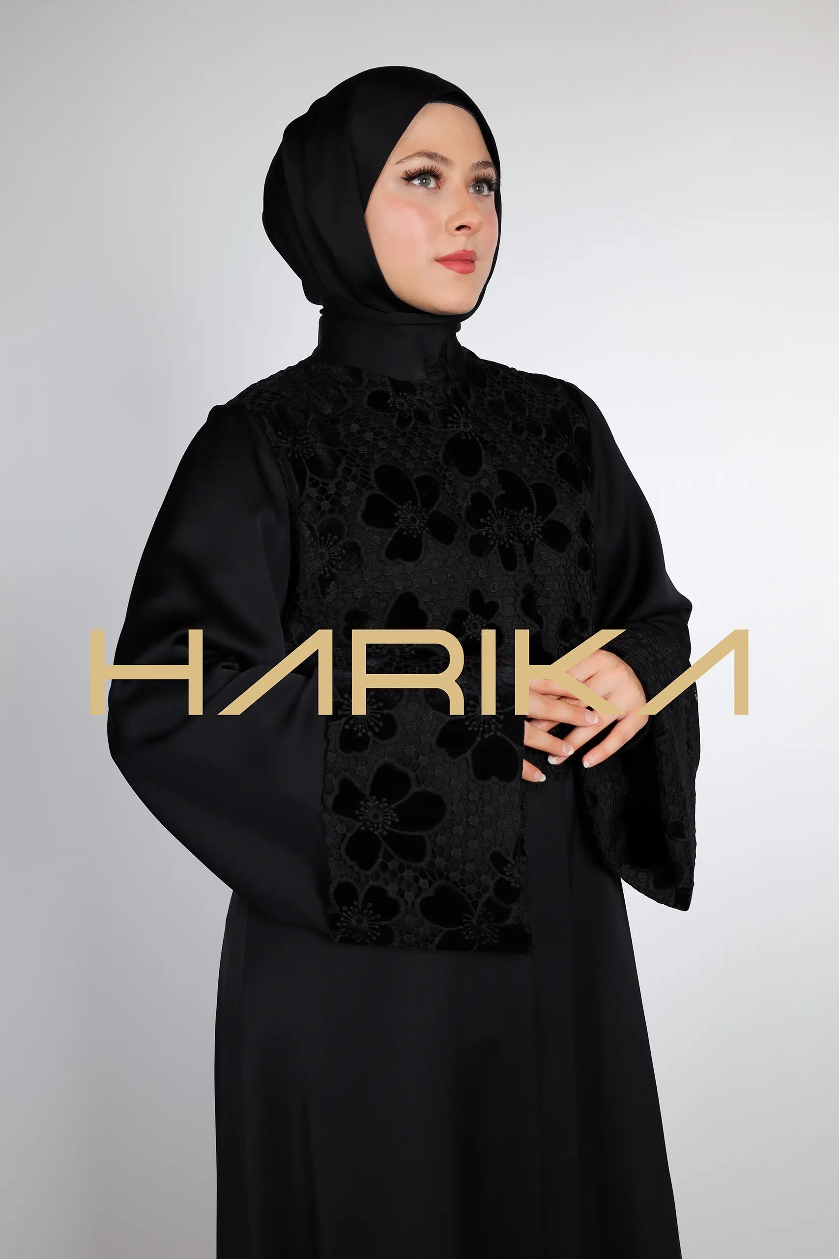 Black Rose Velvet Abaya