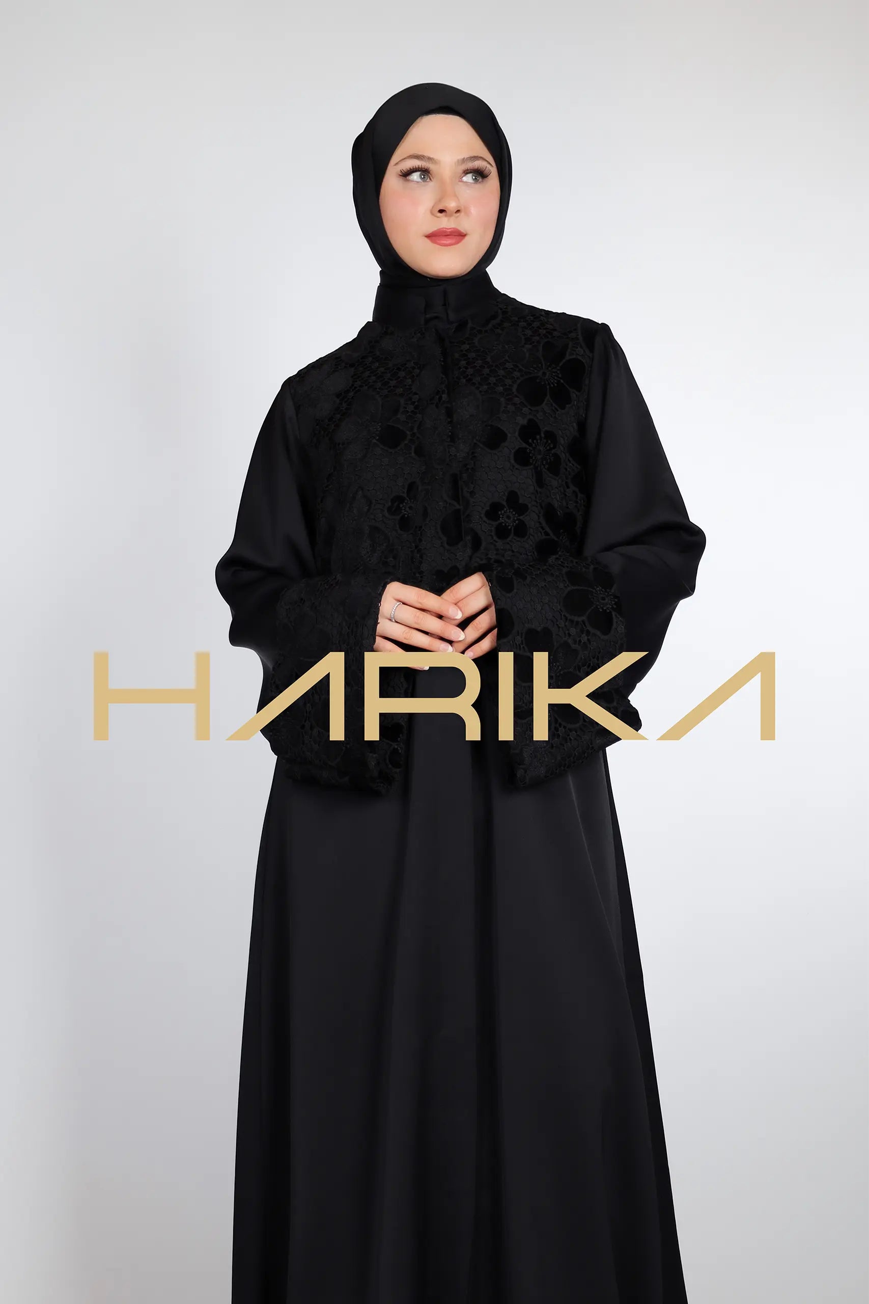 Black Rose Velvet Abaya