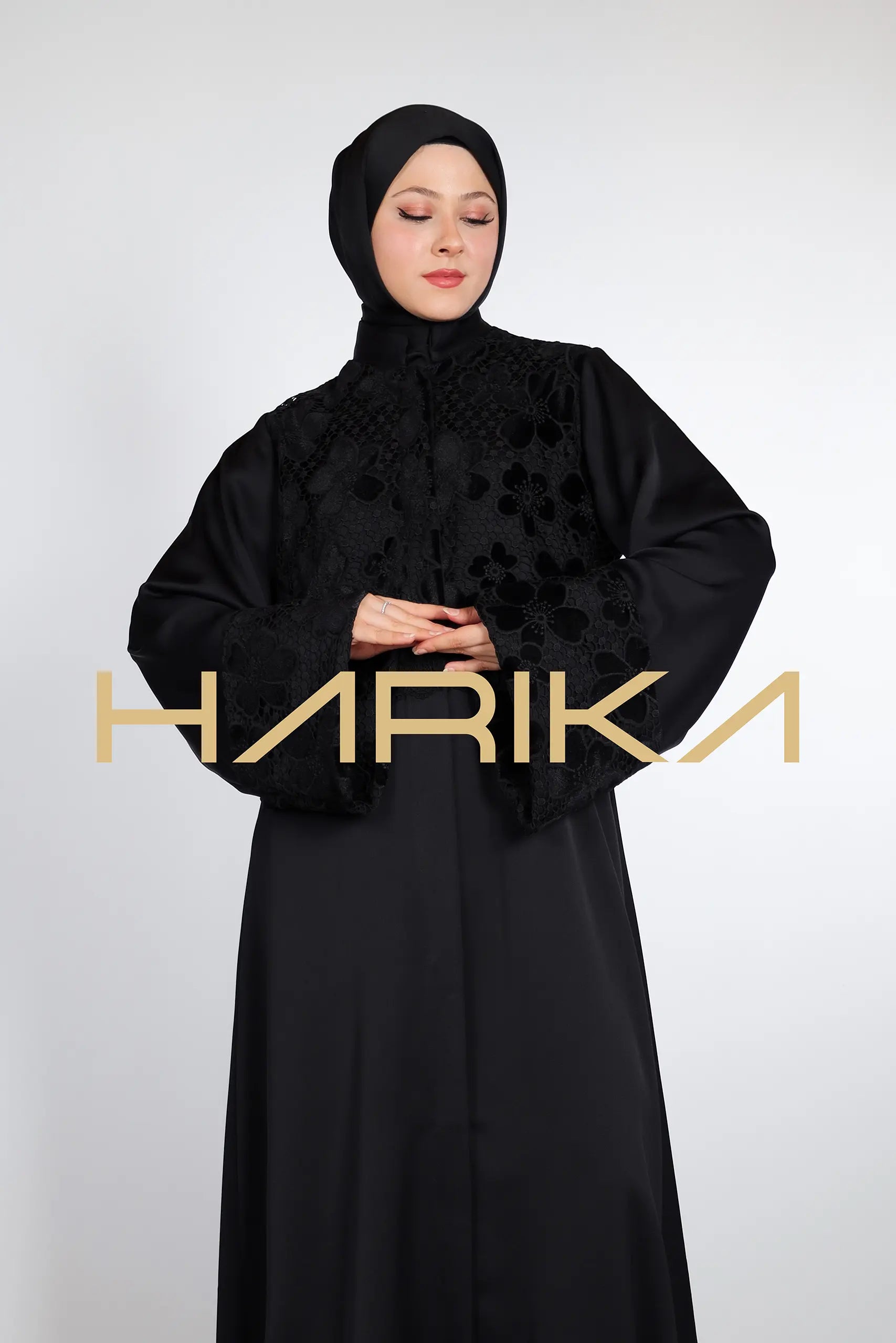 Black Rose Velvet Abaya