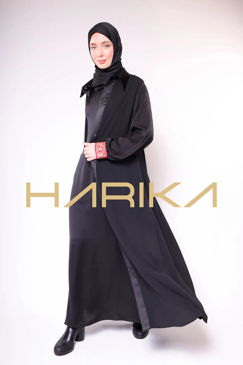 Dubai silk abaya with balloon sleeves 