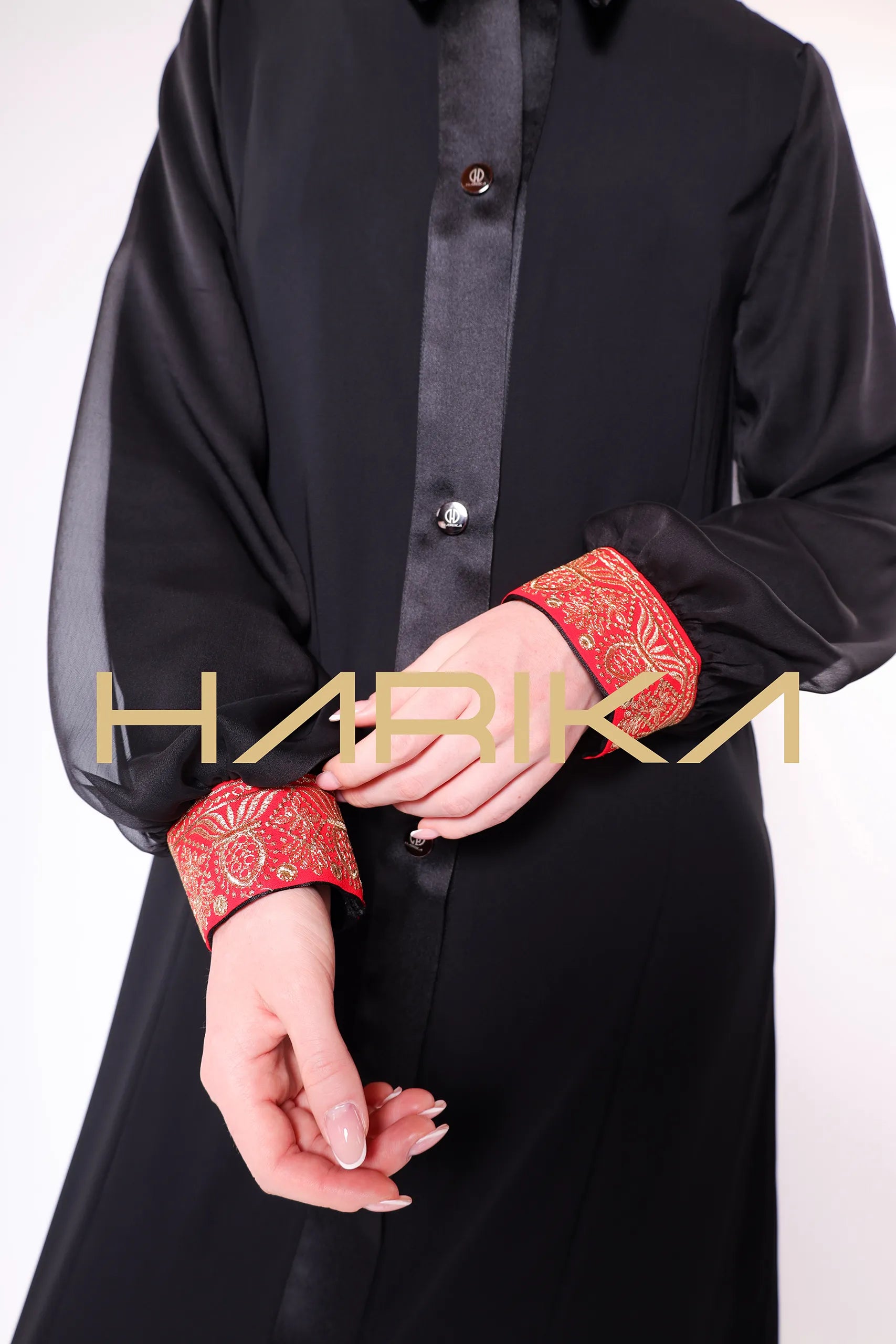 Dubai silk abaya with balloon sleeves 