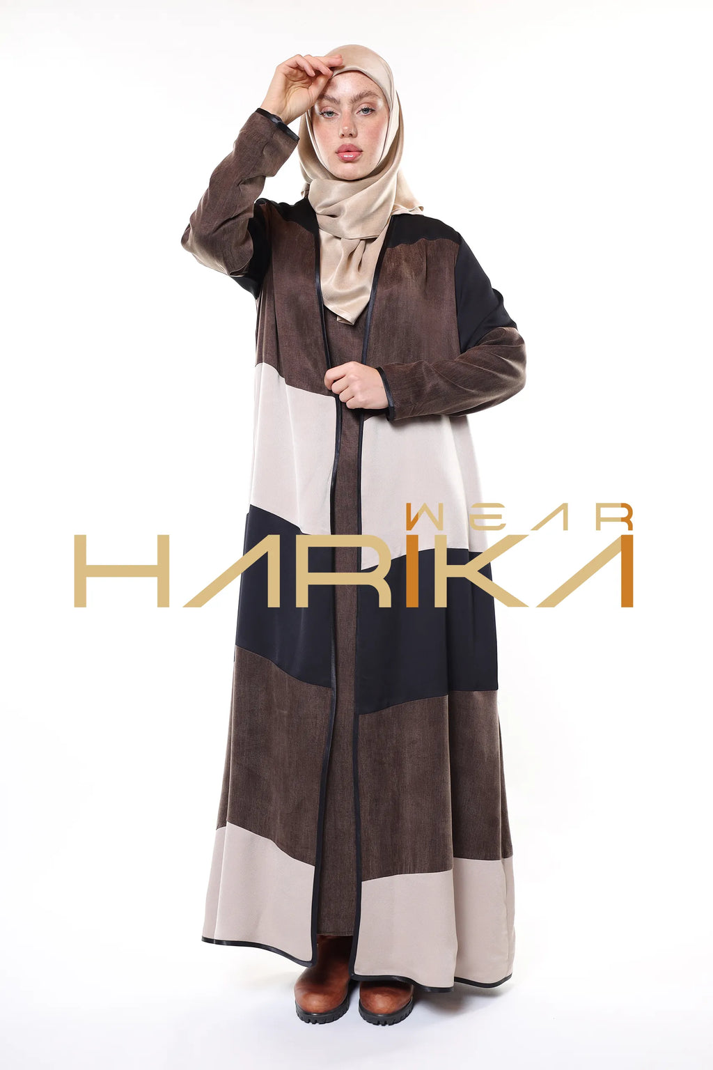 ALASİL Abaya – Luxury Cupra Abaya in Brown, Beige and Black Tones  