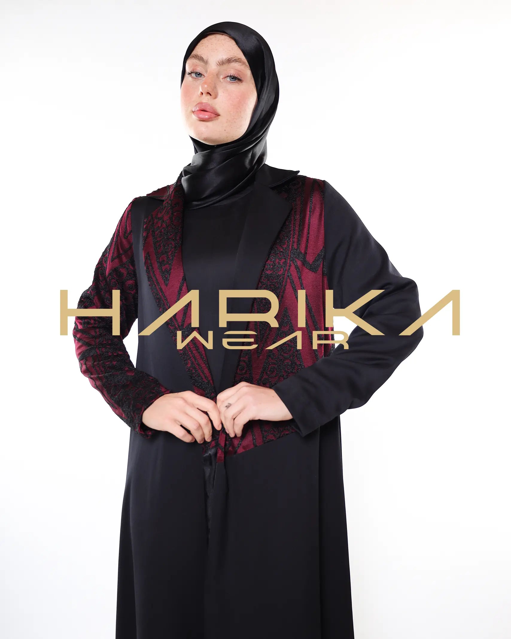 ALEV - BORDO İLE SİYAH ŞIK ABAYA