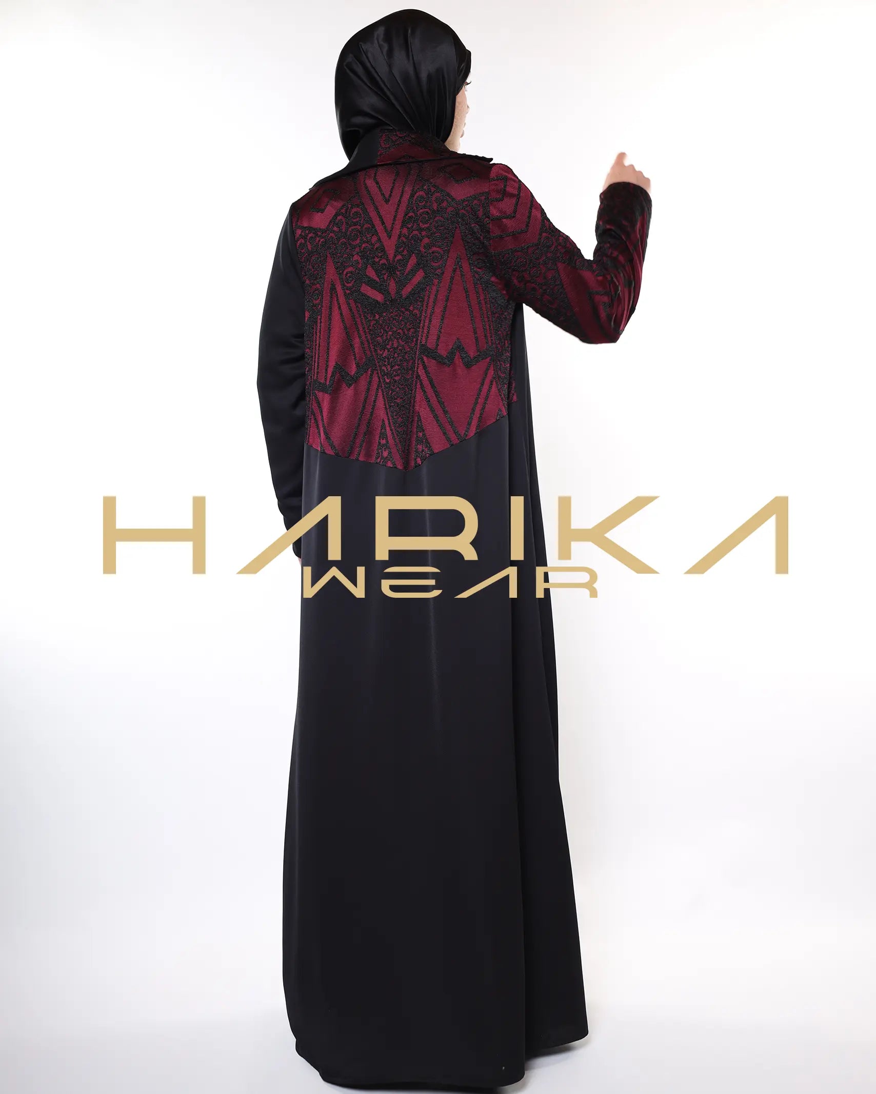 ALEV - BORDO İLE SİYAH ŞIK ABAYA