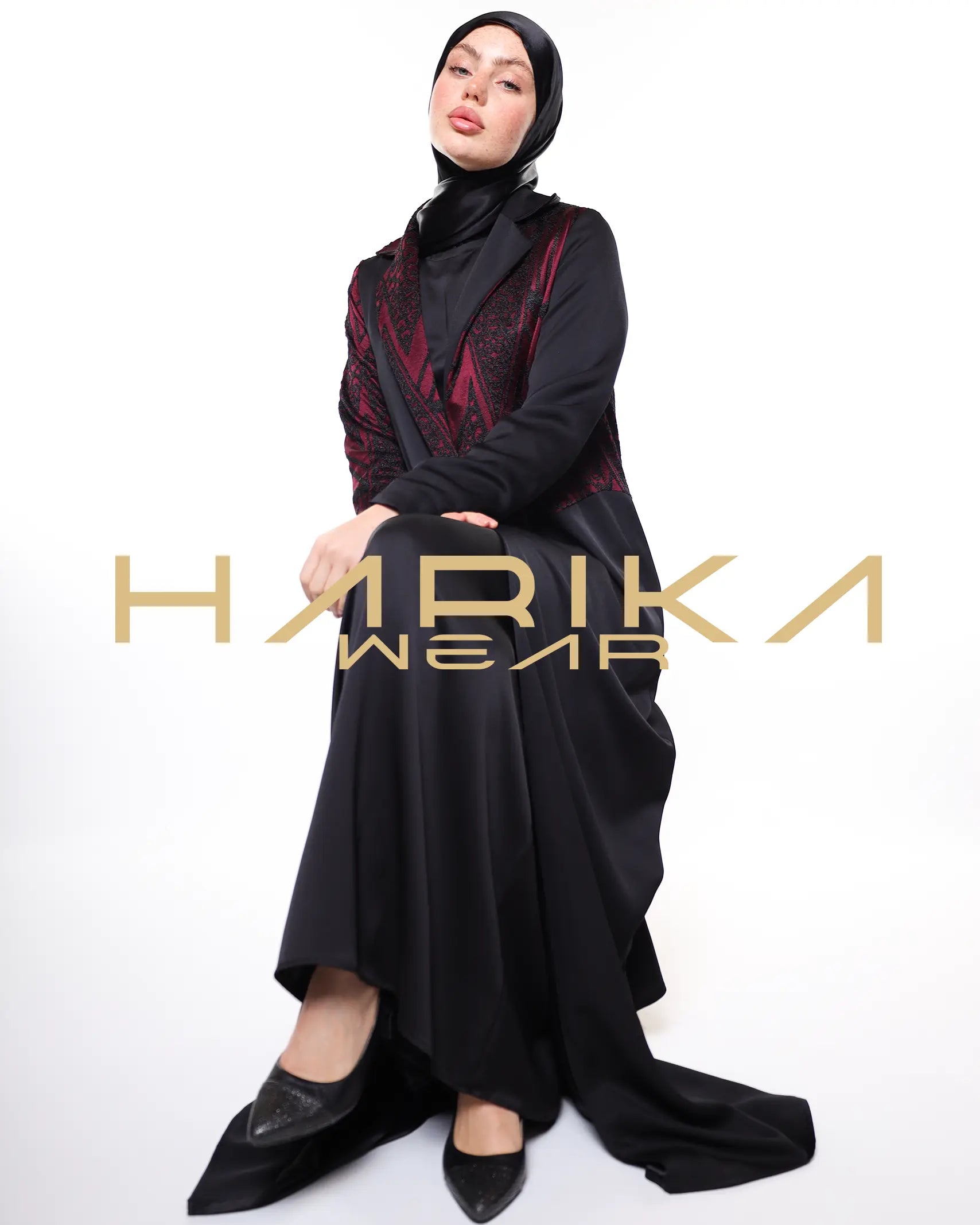 ALEV - BORDO İLE SİYAH ŞIK ABAYA