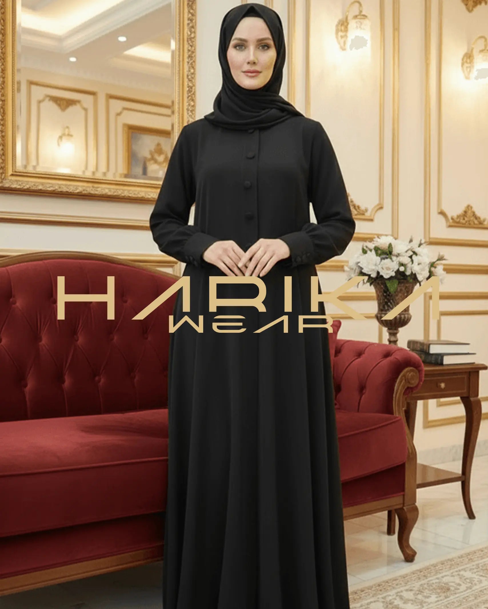 DUBAİ İPEĞİNDEN DÜĞME DETAYLI ABAYA