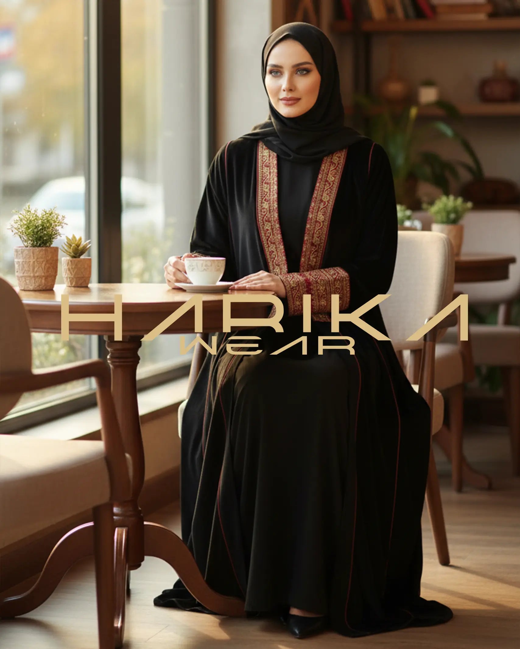 Özel renkli nakışları kadifeli Abaya