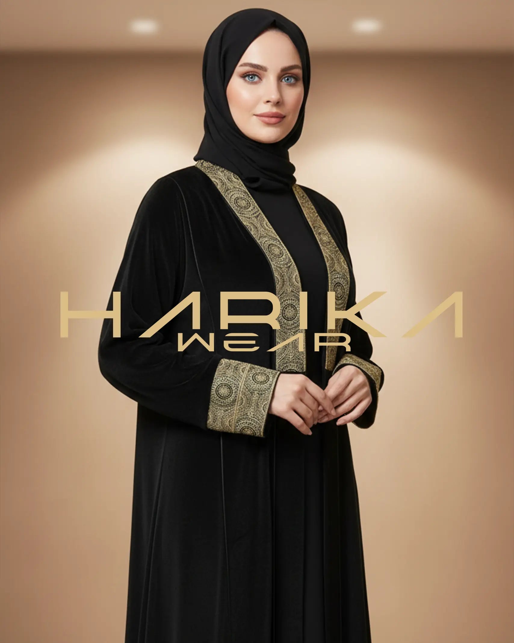Özel renkli nakışları kadifeli Abaya