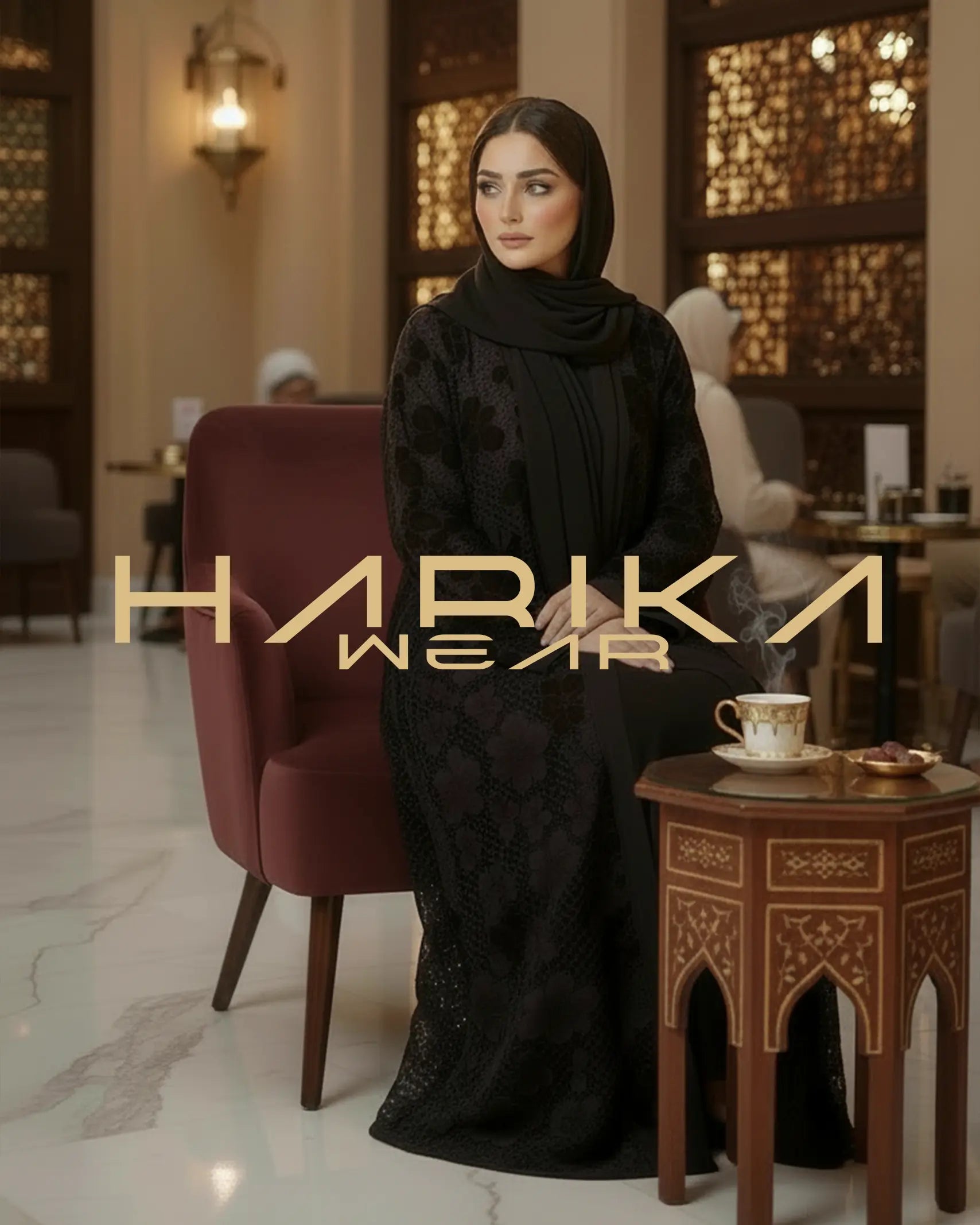 Gül Desenli Jober Kadife Abaya