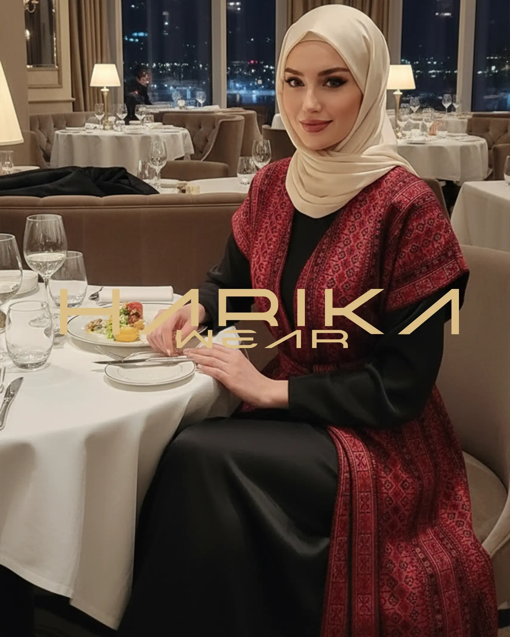 Tam Nakışlı Filistin Desenli Abaya