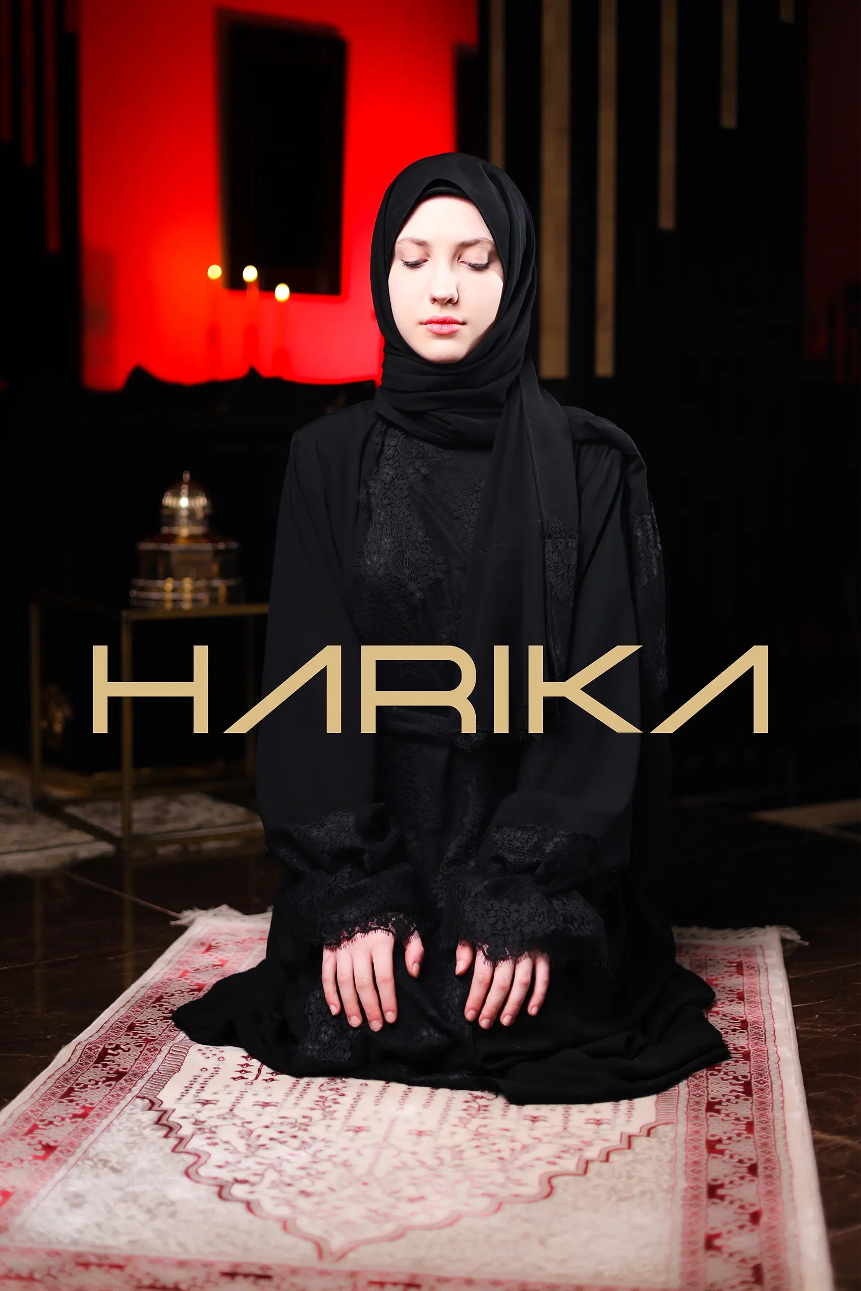 Dantel detayli Dubai ipek şallı namaz elbisesi