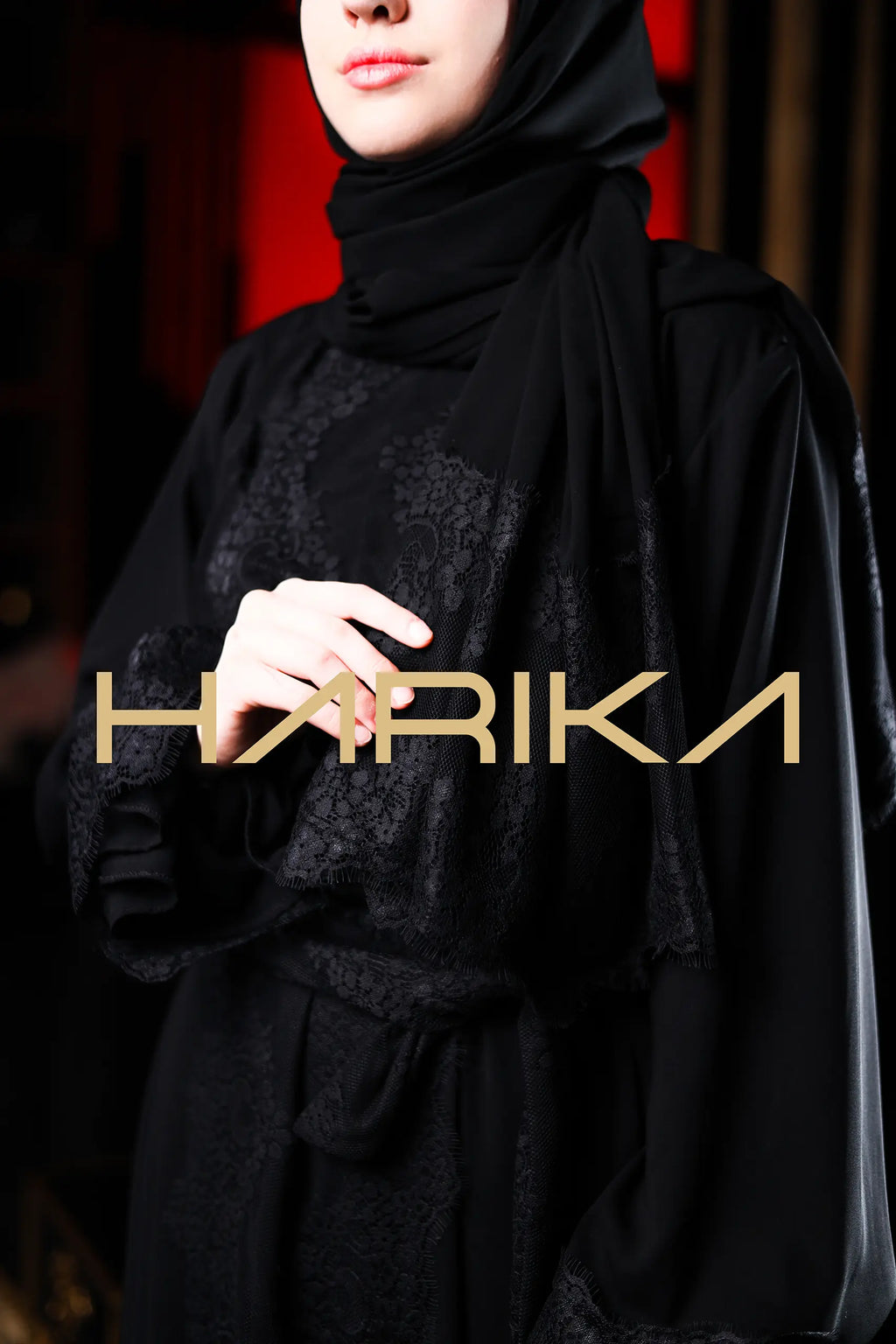 Dantel detayli Dubai ipek şallı namaz elbisesi