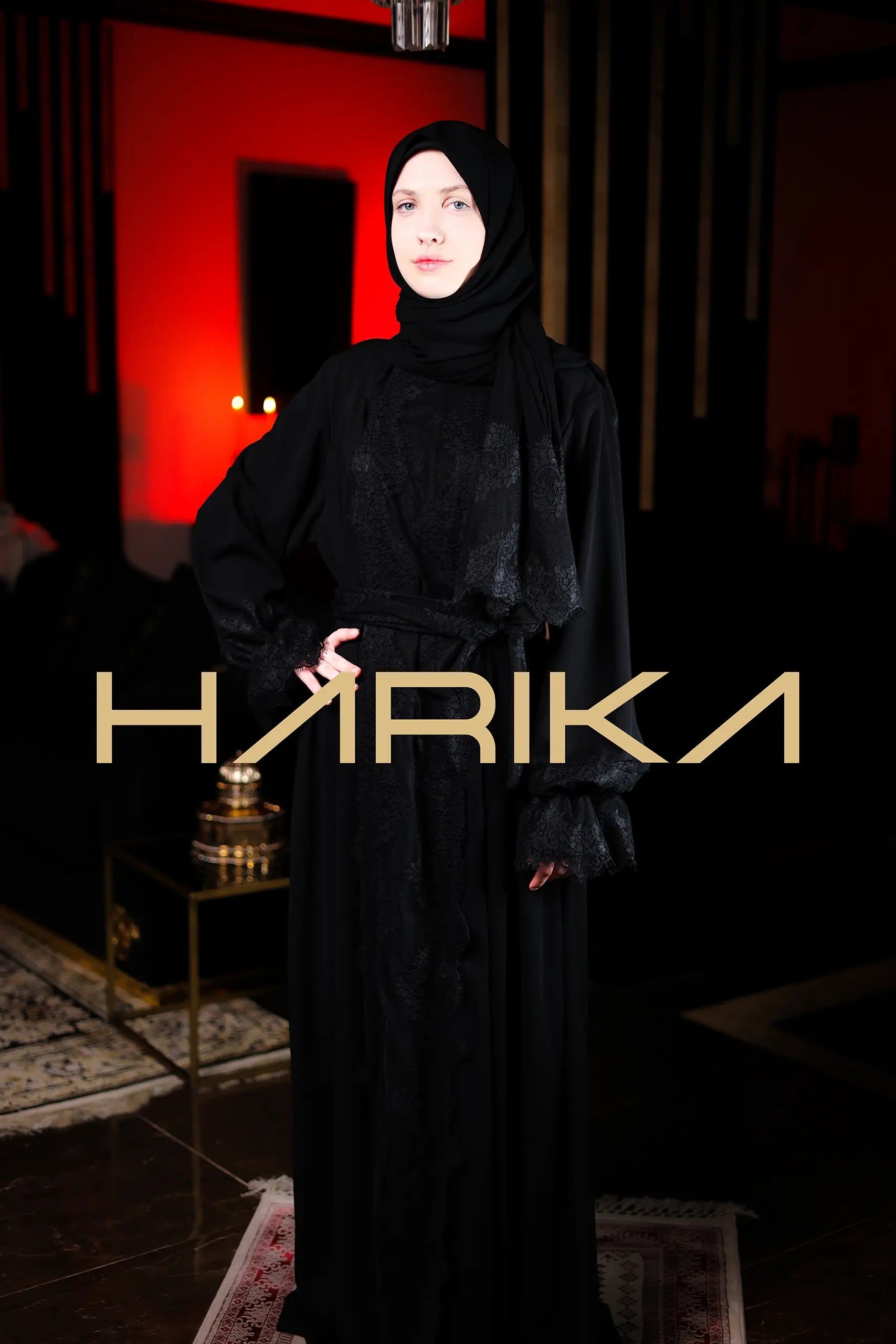 Dantel detayli Dubai ipek şallı namaz elbisesi