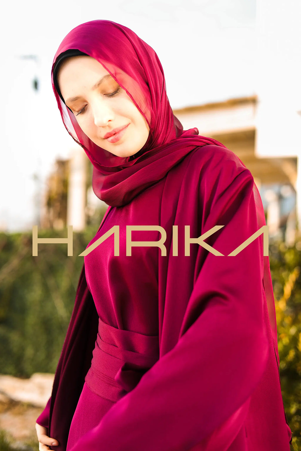 Koyu Fuşya Ipek Ferace