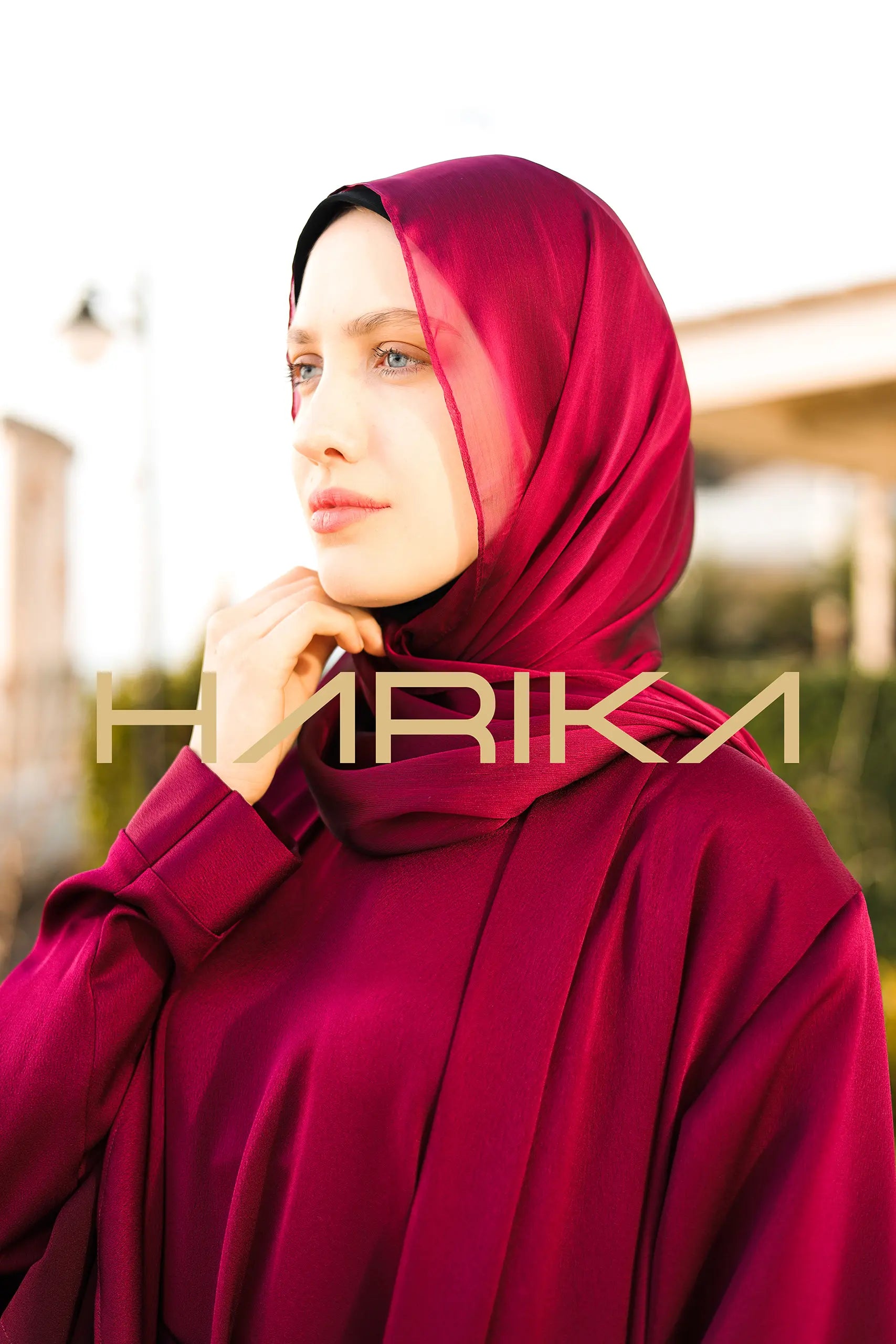 Koyu Fuşya Ipek Ferace