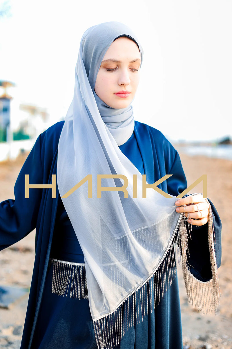 Metalik detaylı şifon şal