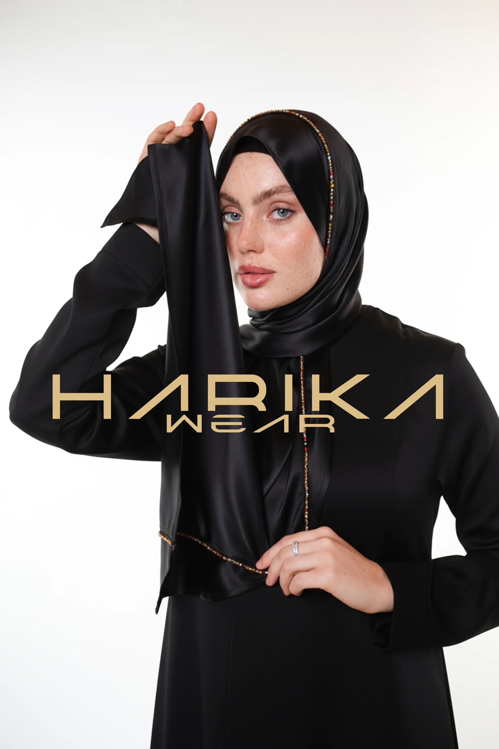 TAŞLI SİYAH İPEK ŞAL
