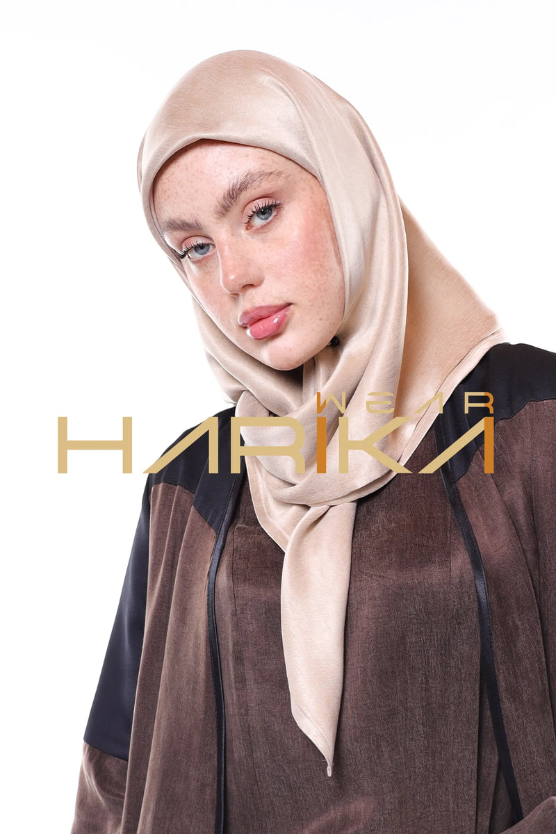 Bej kupra ipeği Eşarp