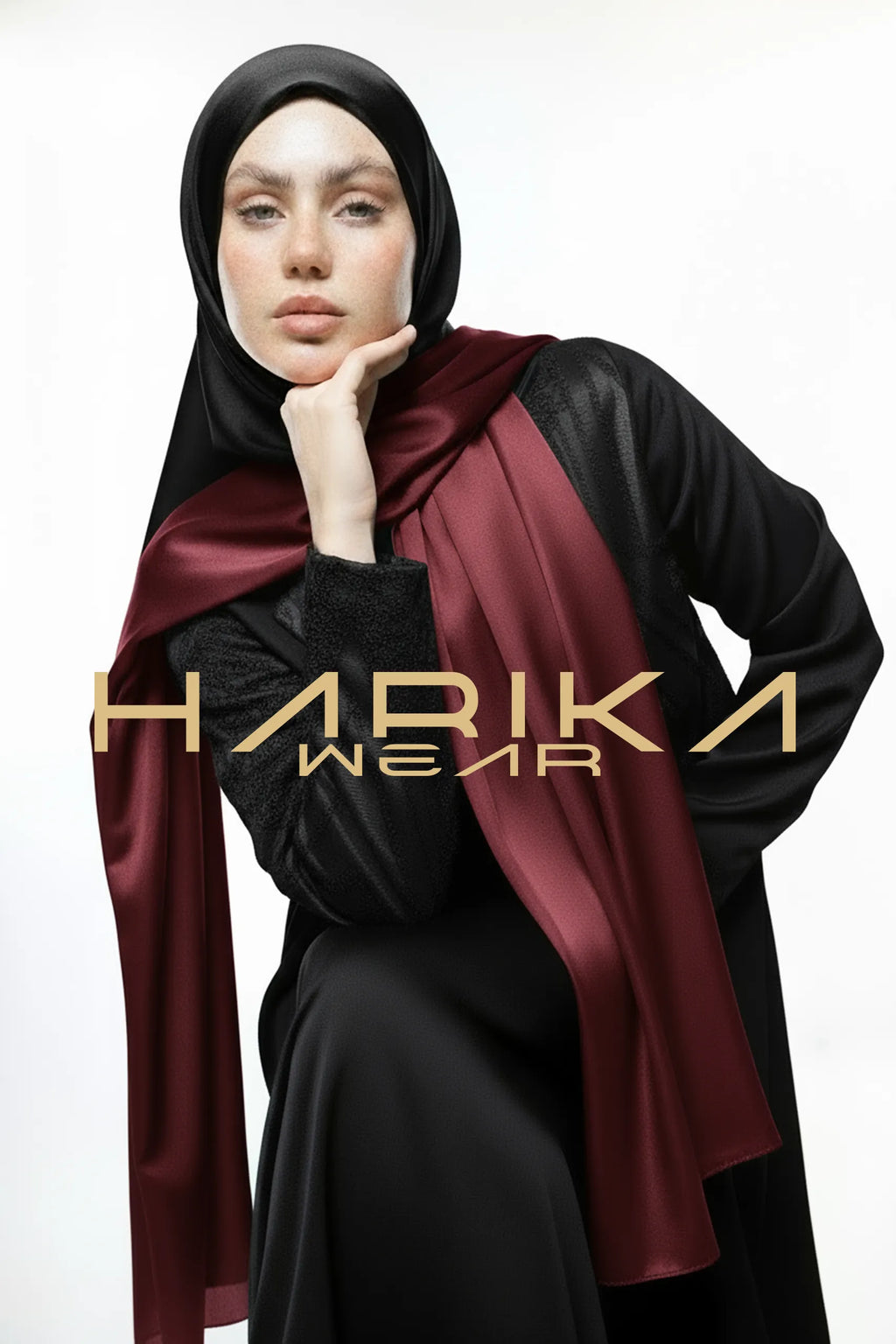 İKİ RENKLİ SİYAH BORDO İPEK ŞAL