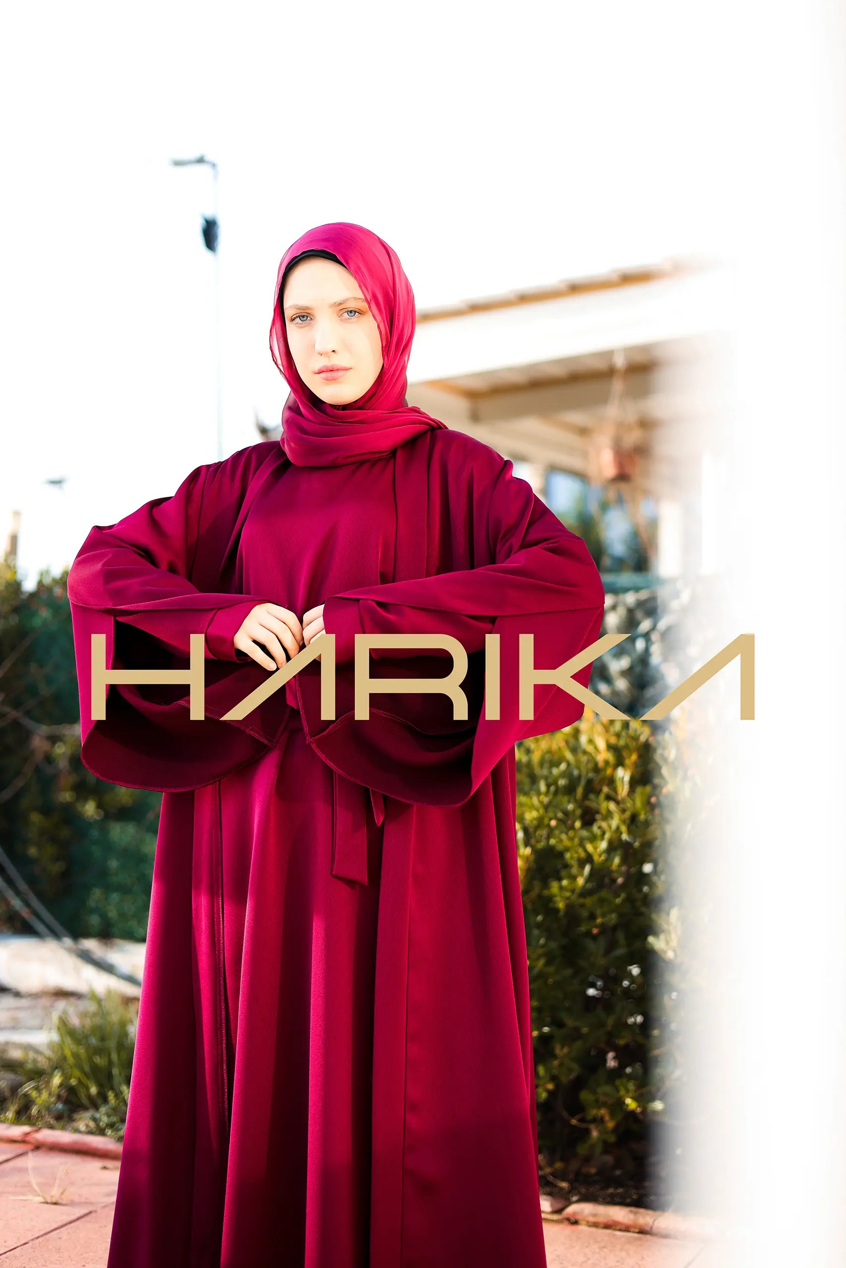 Koyu Fuşya Ipek Ferace