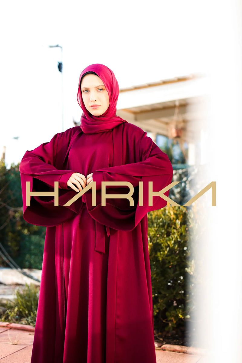 Koyu Fuşya Ipek Ferace