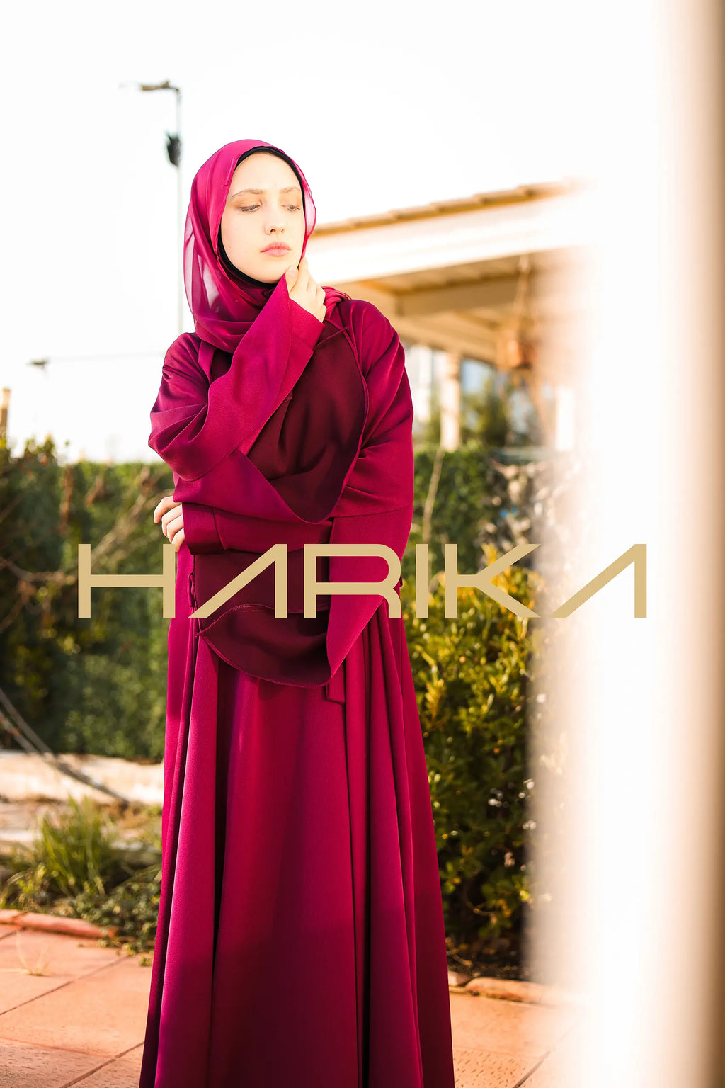 Koyu Fuşya Ipek Ferace