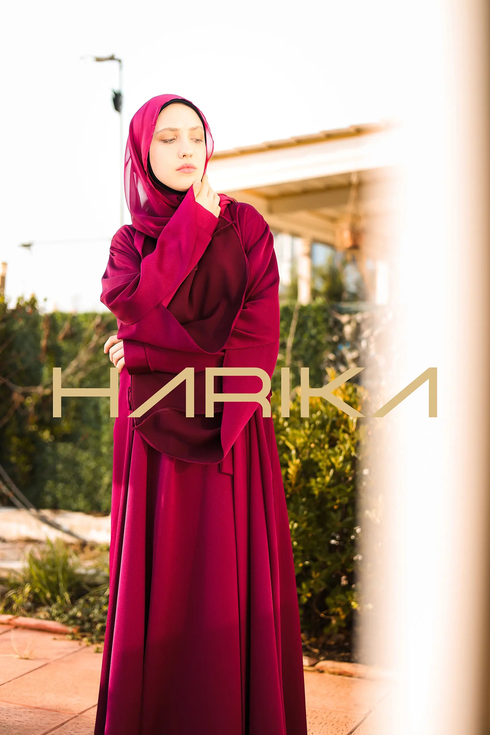 Koyu Fuşya Ipek Ferace