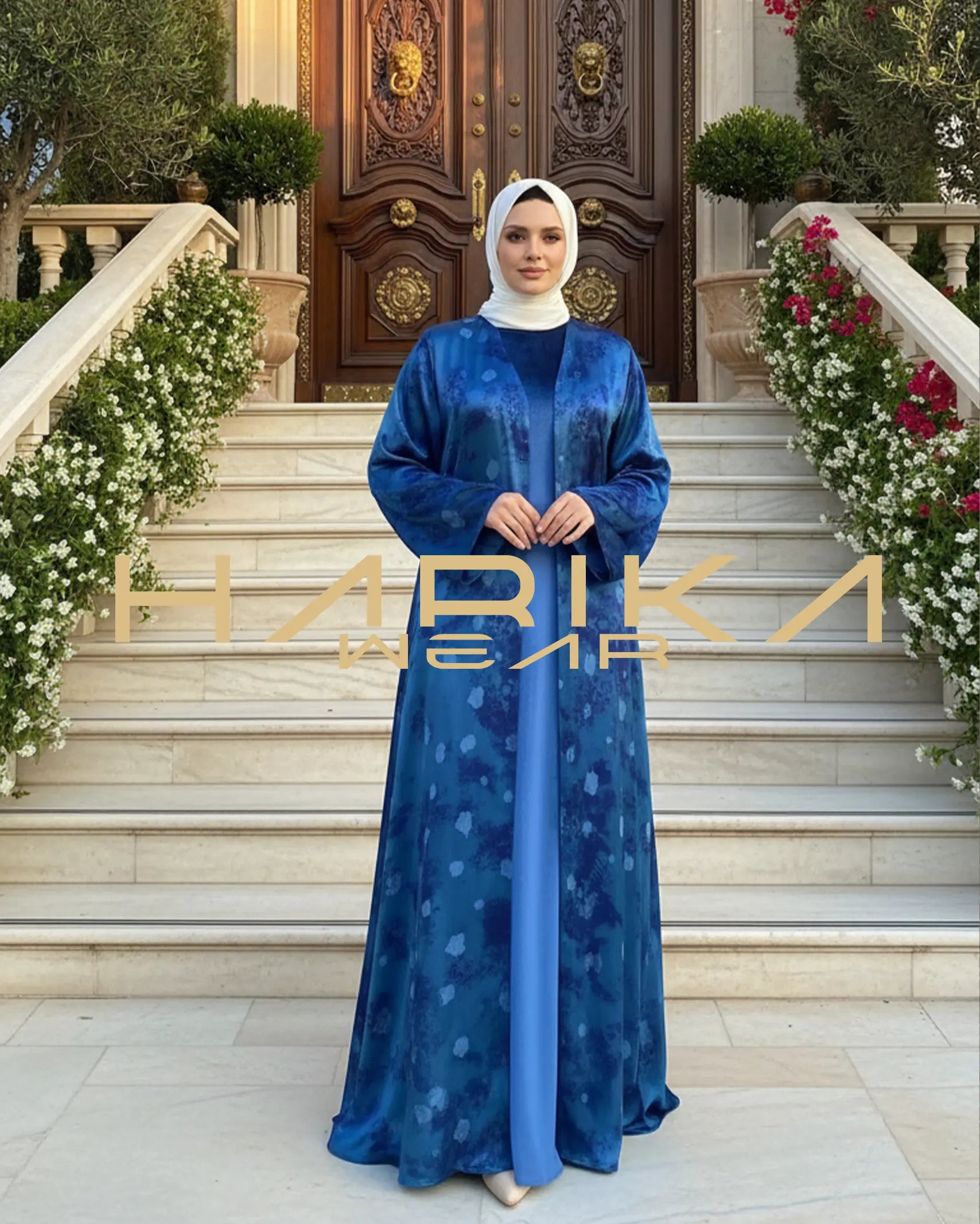 Royal Mavi Abaya & Elbise Takımı